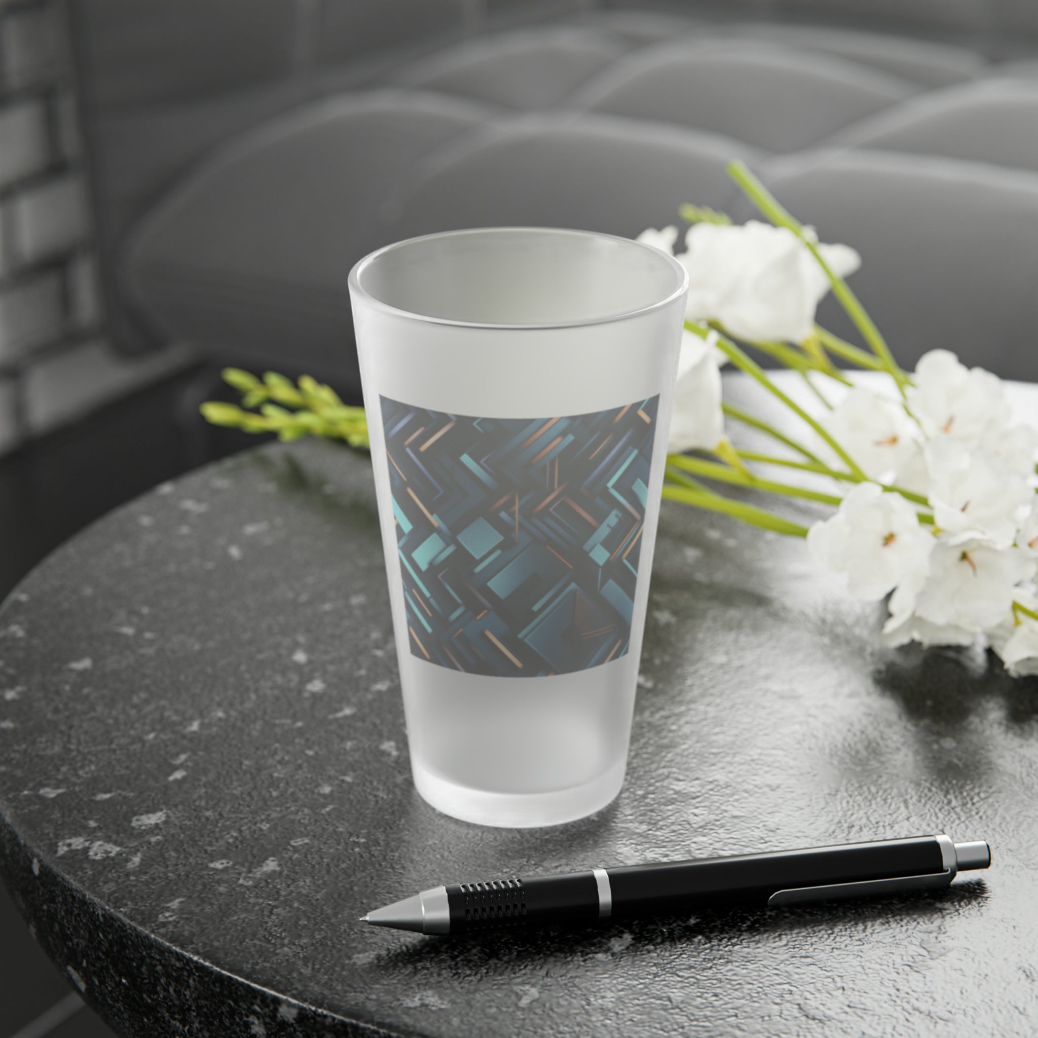 Frosted Pint Glass, 16oz - Vibrant Designs 03