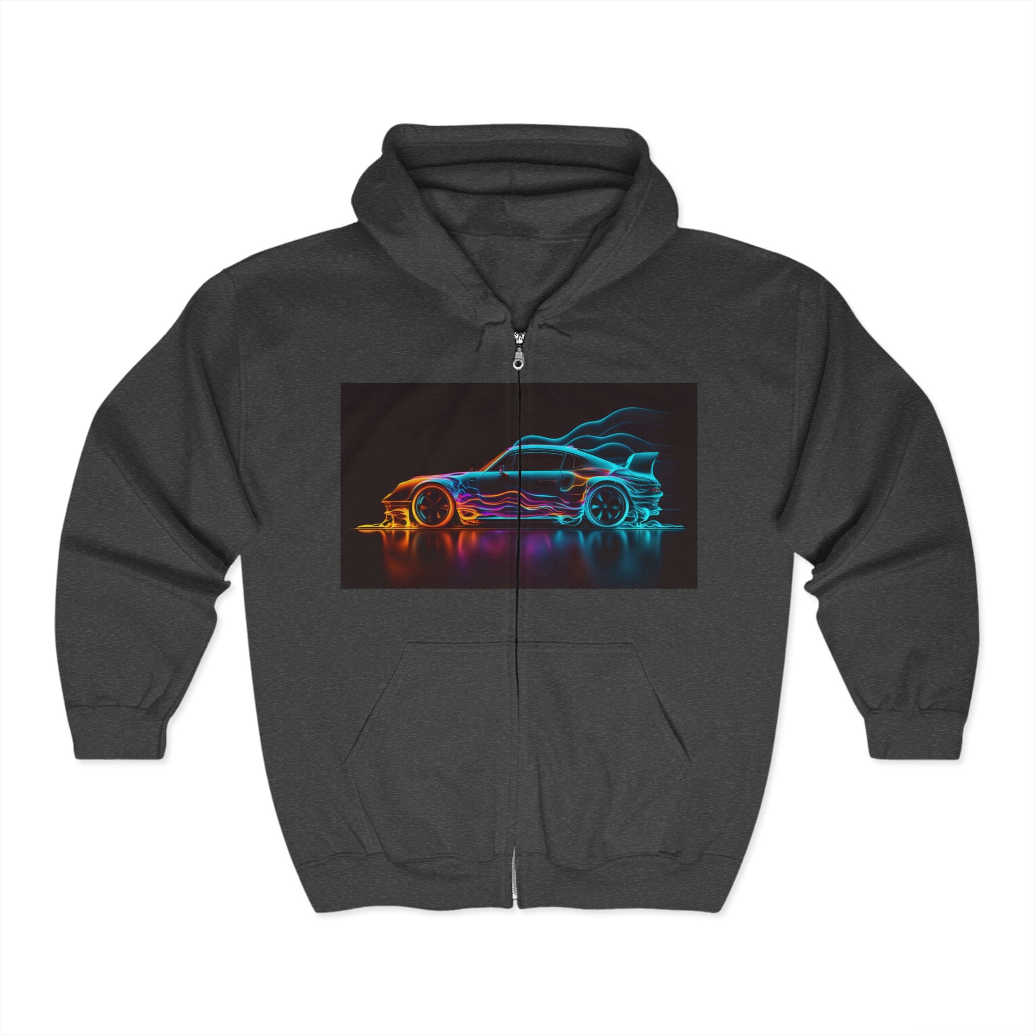 Unisex Heavy Blend™ Full Zip Hooded Sweatshirt - Neon Car 02