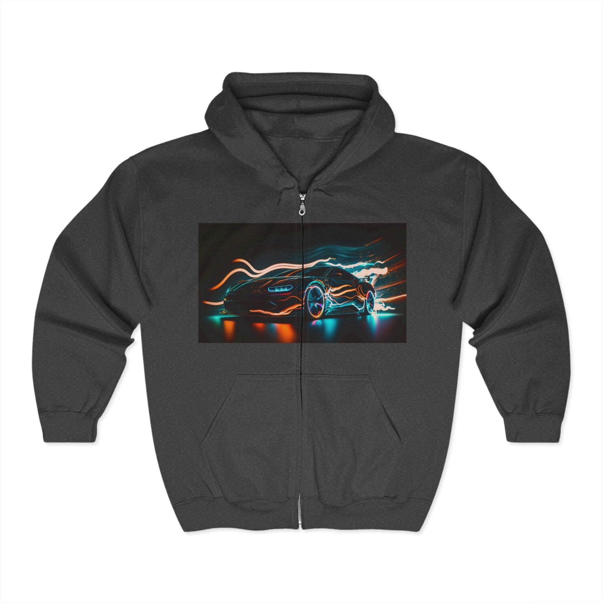 Unisex Heavy Blend™ Full Zip Hooded Sweatshirt - Neon Car 15