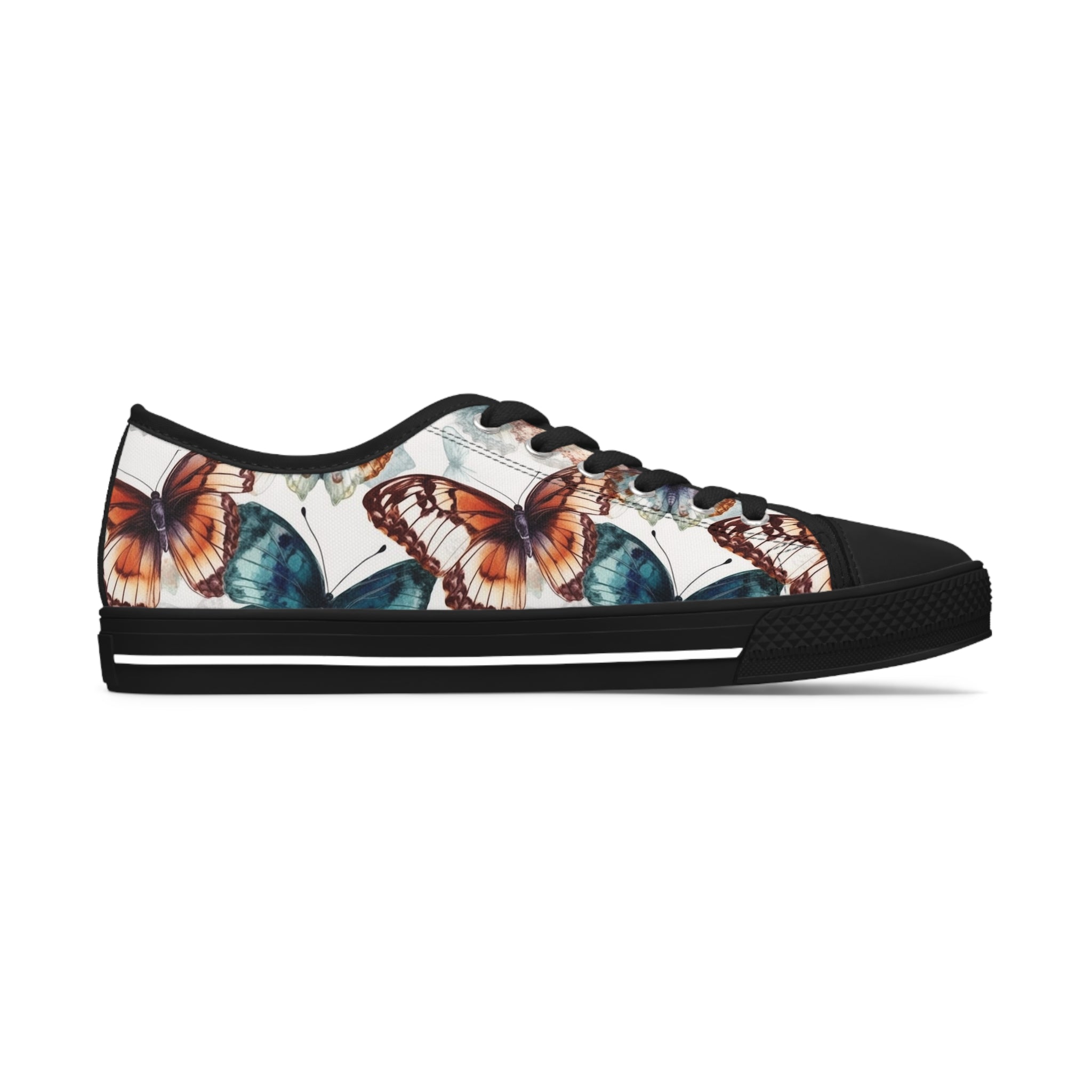 Women's Low Top Sneakers (AOP) - Seamless Butterfly Designs 07
