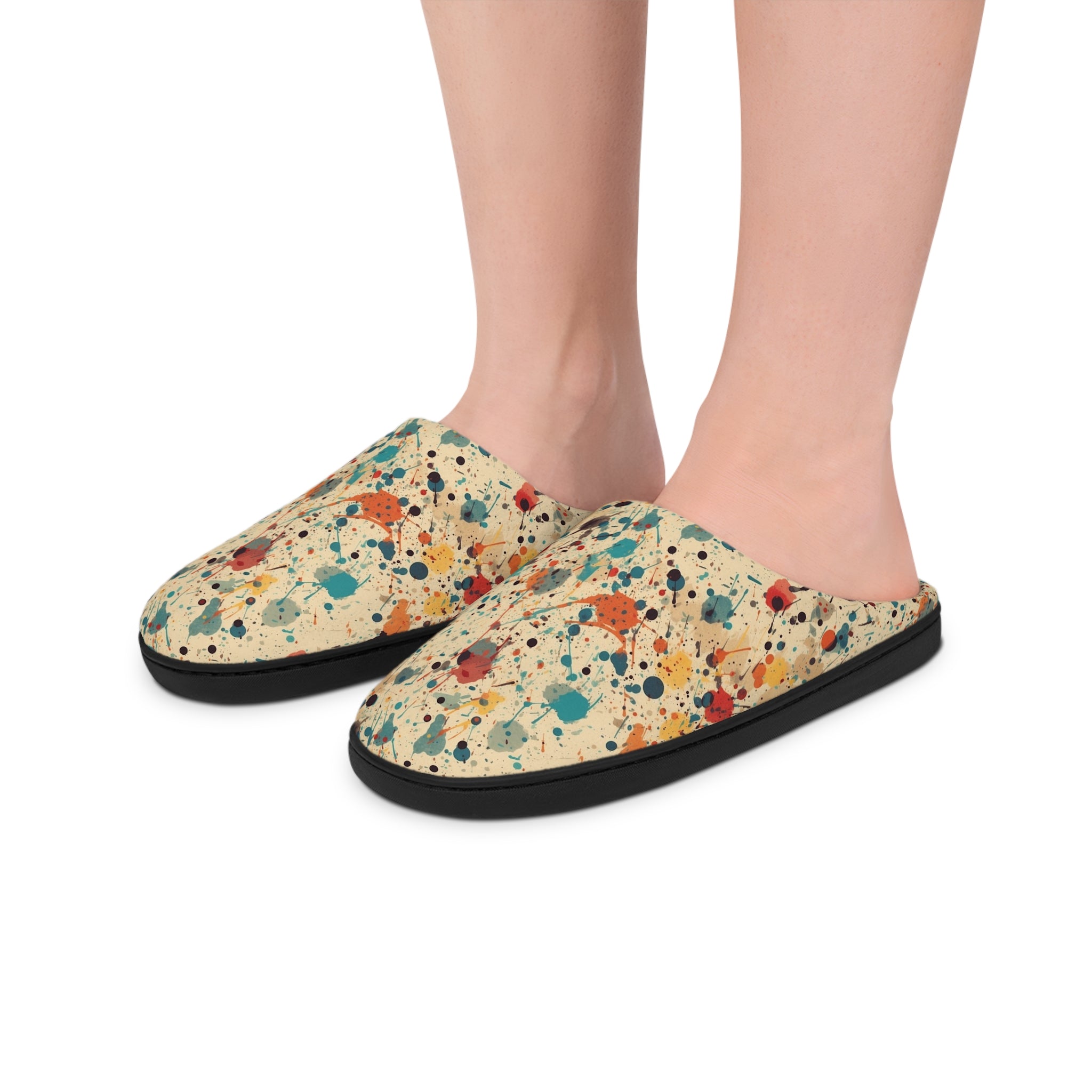 Men's Indoor Slippers (AOP) - Seamless Color Splatter Design 08