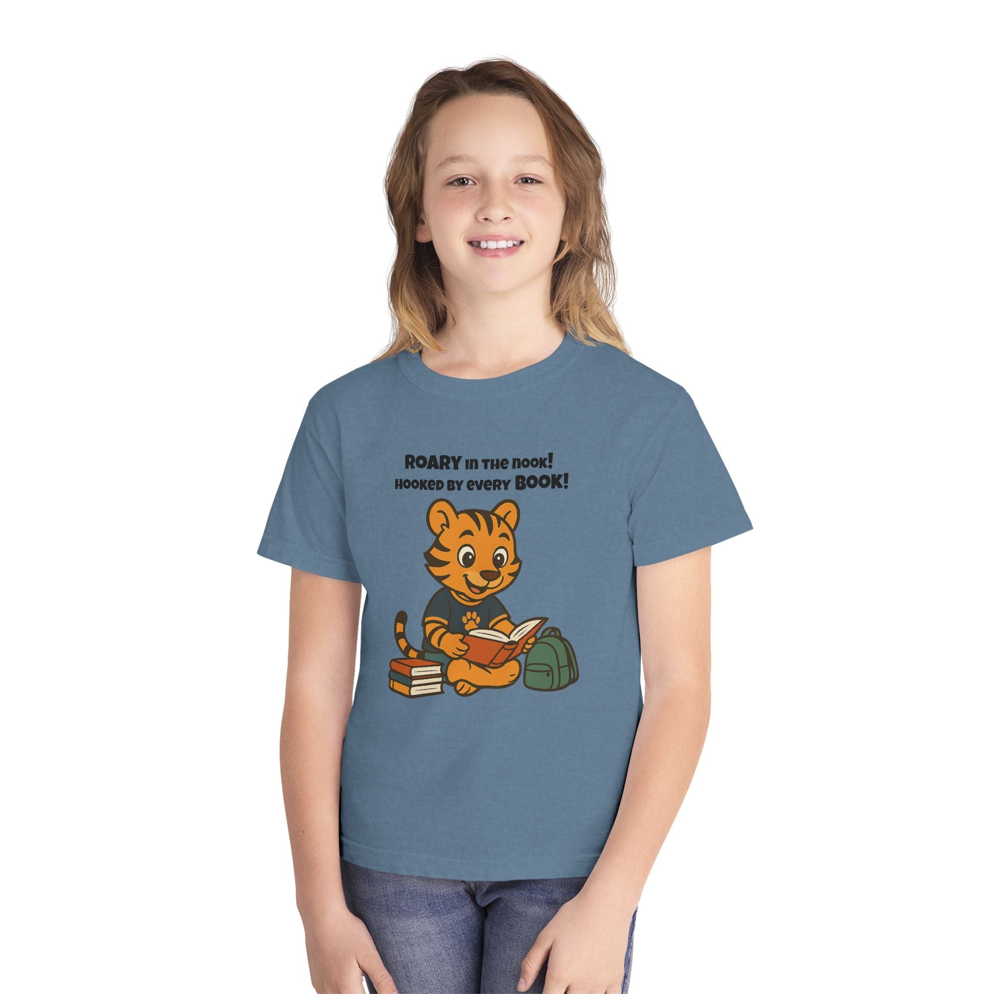 Youth Midweight Cotton Tee - Roary's Adventures in the Library