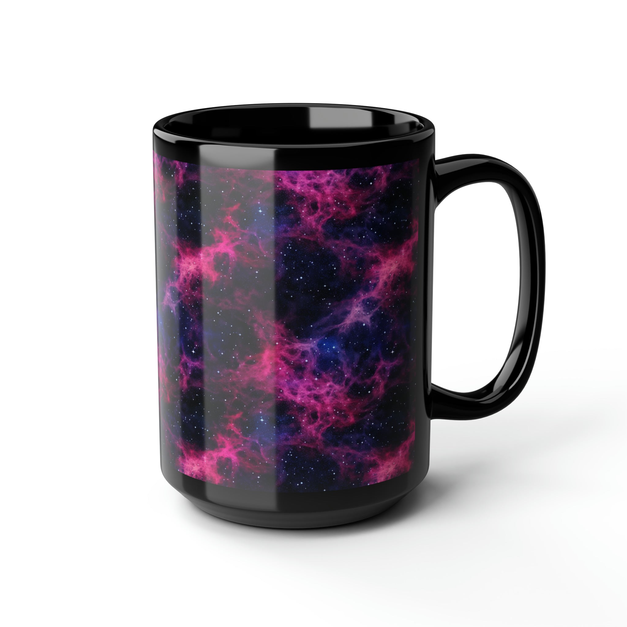 Black Mug, 15oz (AOP) - Fantasy Galaxies 02