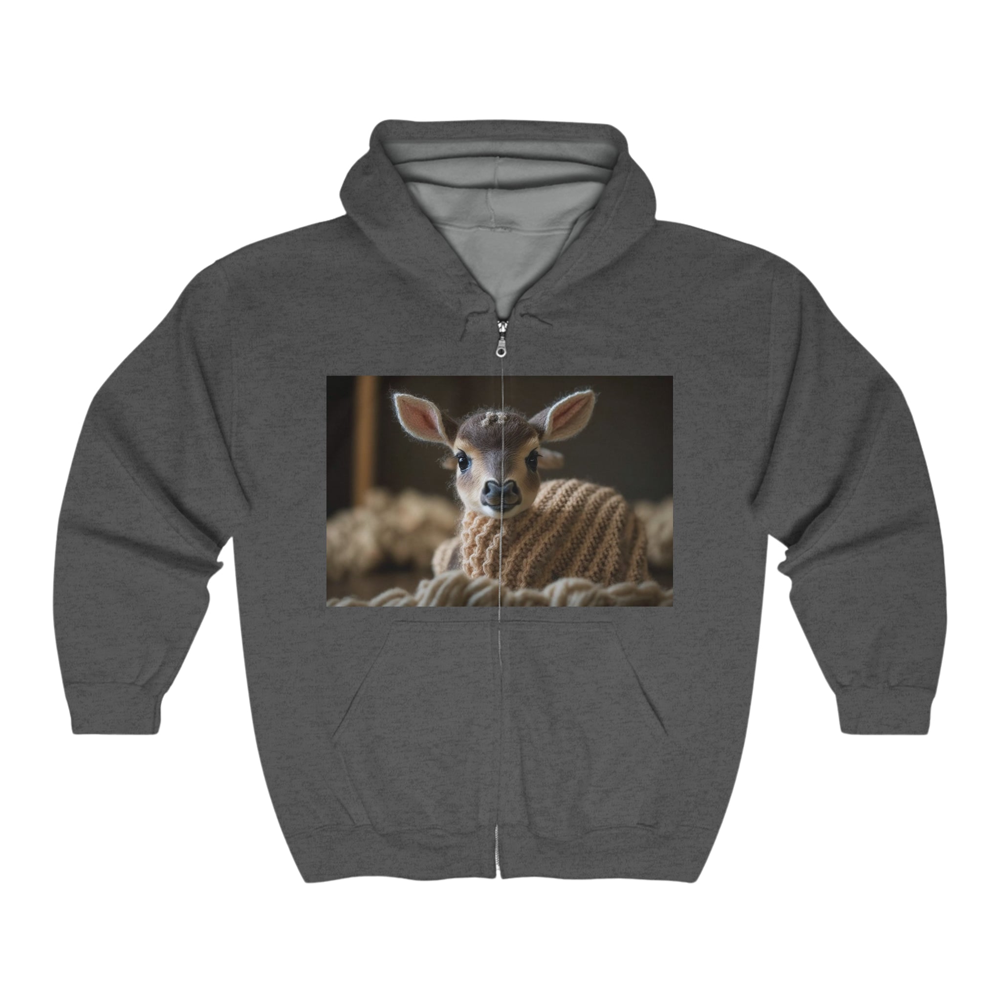 Unisex Heavy Blend™ Full Zip Hooded Sweatshirt - Baby Animals - Deer