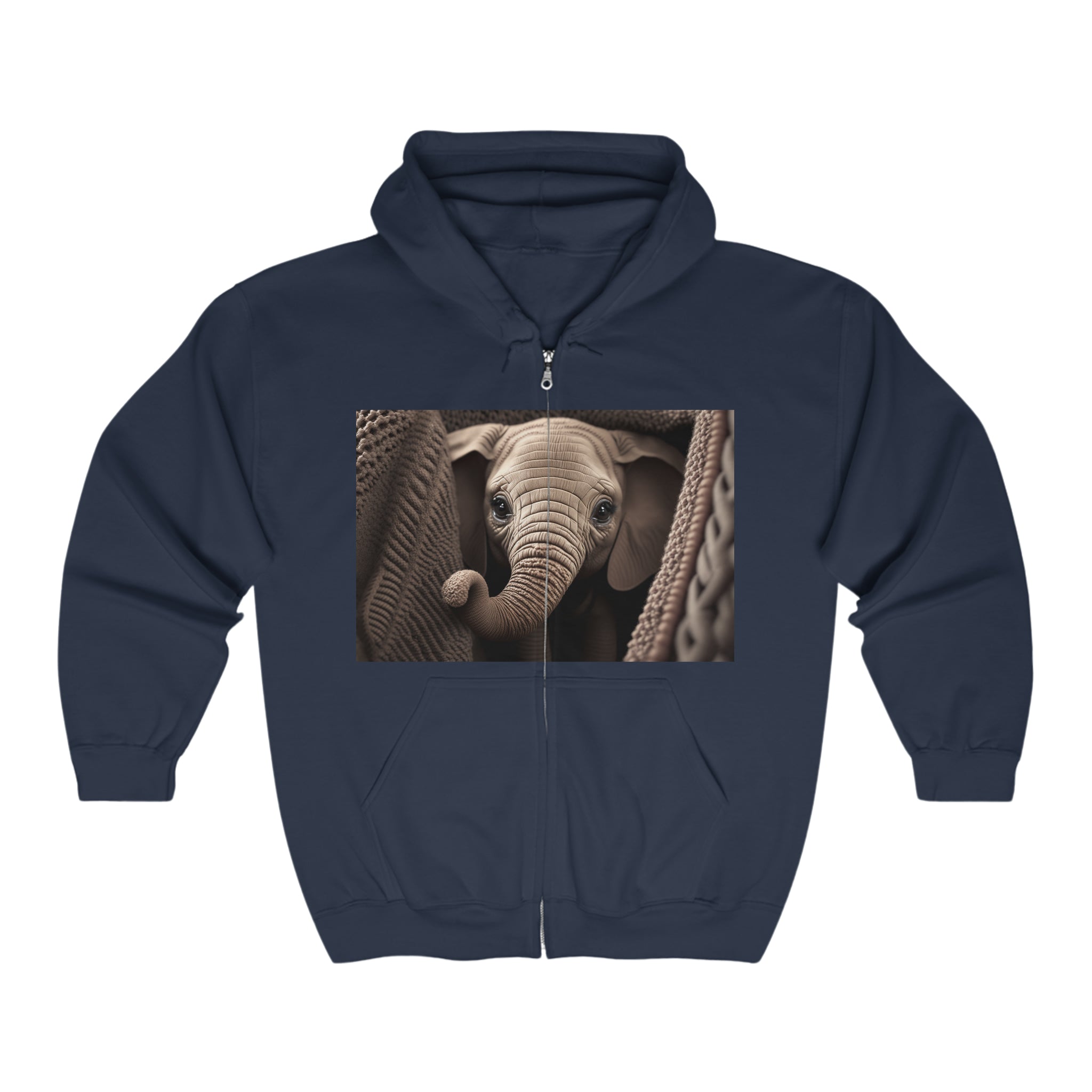 Unisex Heavy Blend™ Full Zip Hooded Sweatshirt - Baby Animals - Elephant