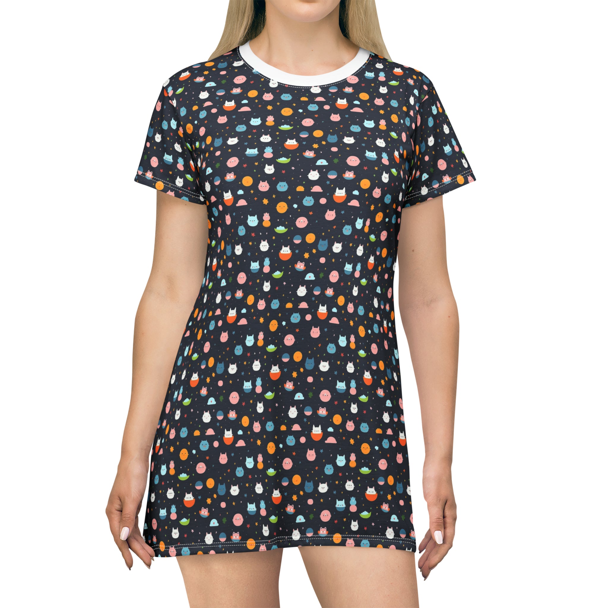 T-Shirt Dress (AOP) - Adorable Seamless Design 03