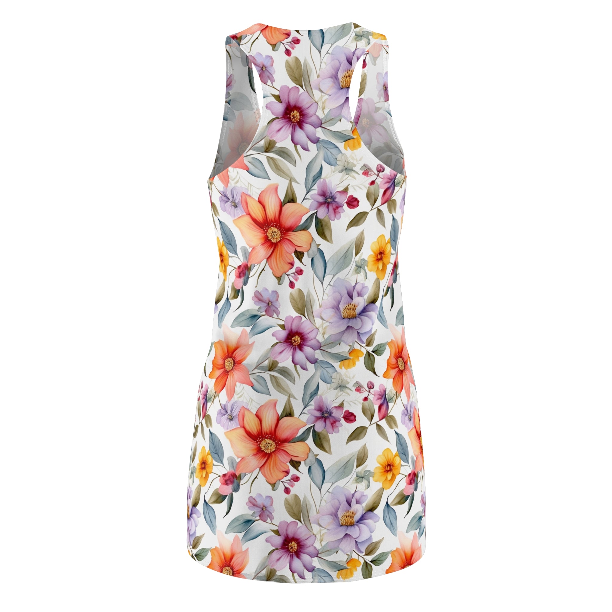 Women's Cut & Sew Racerback Dress (AOP) - Seamless Flower Watercolor Designs 06