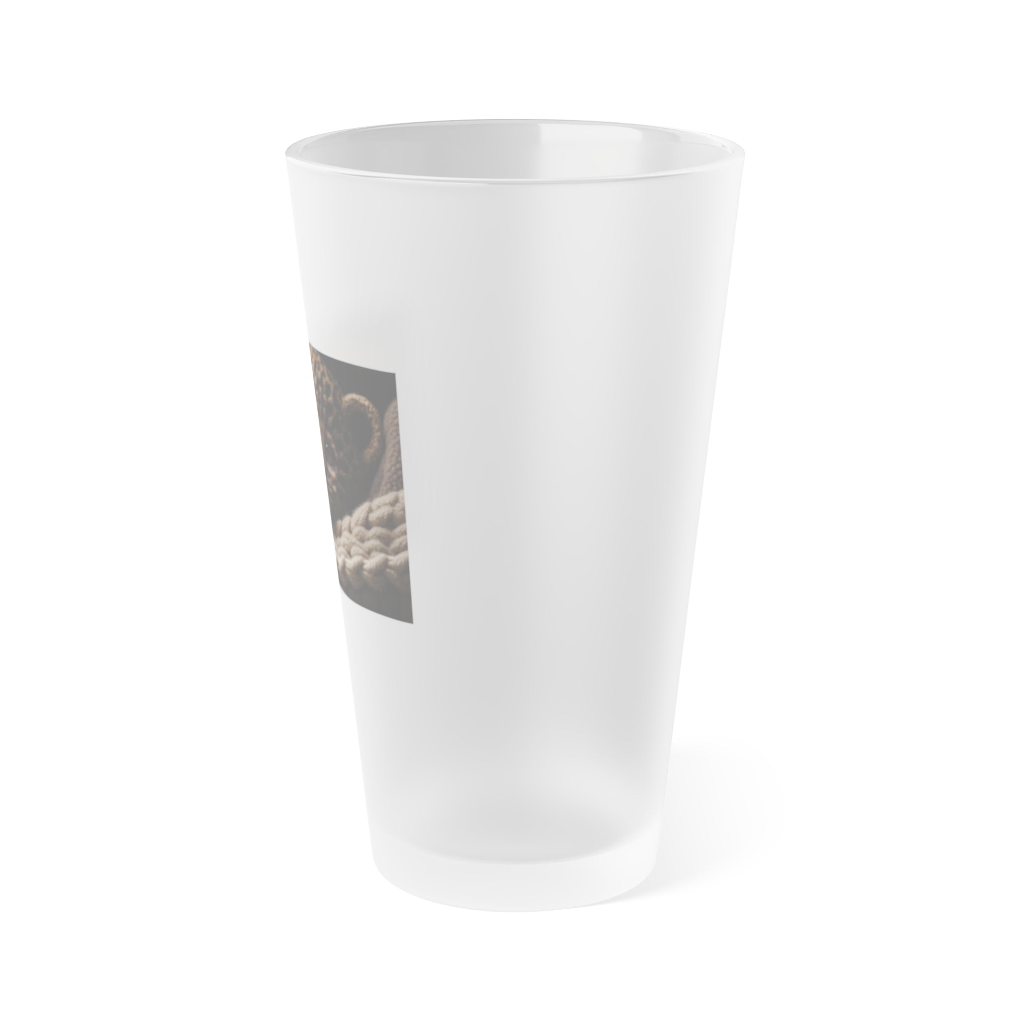 Frosted Pint Glass, 16oz - Animal Knit Arts, Jaguar cub