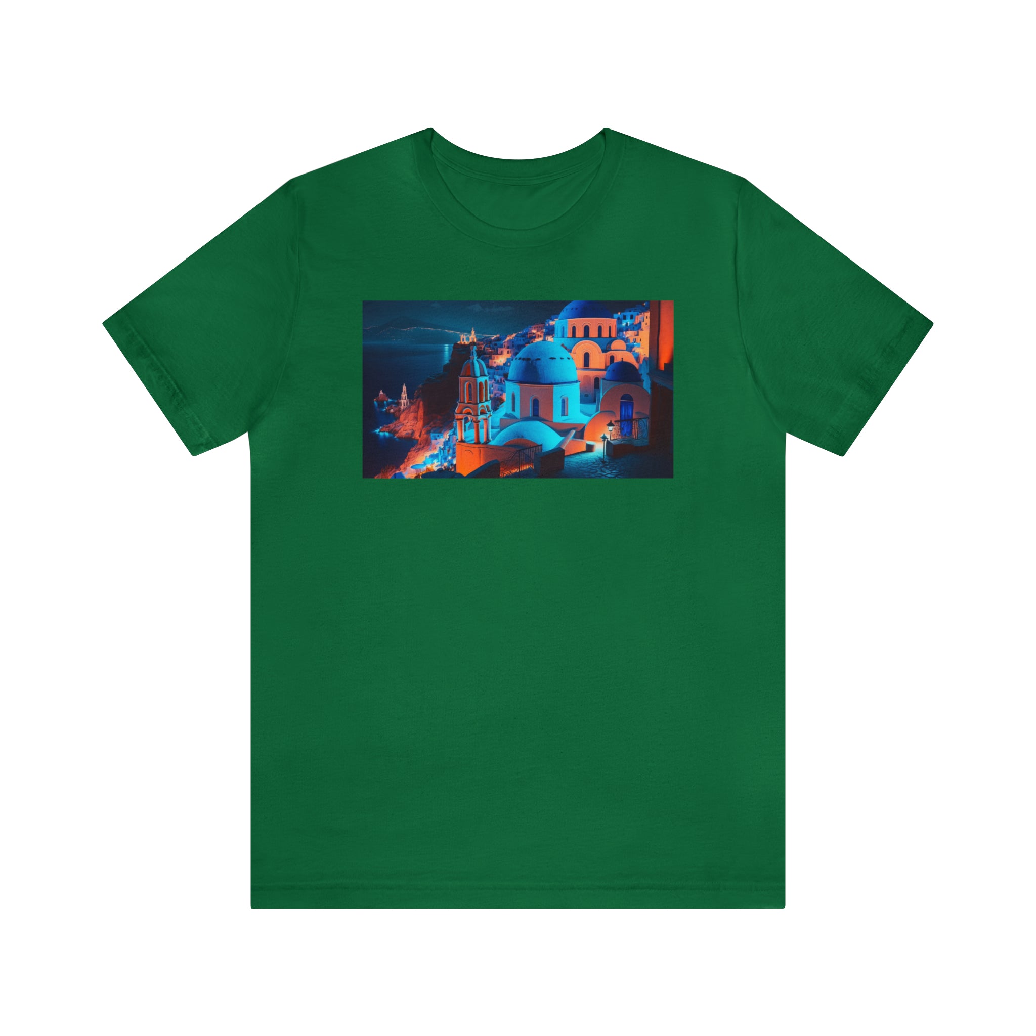 Unisex Jersey Short Sleeve Tee - Oia Blue Domes, Greece