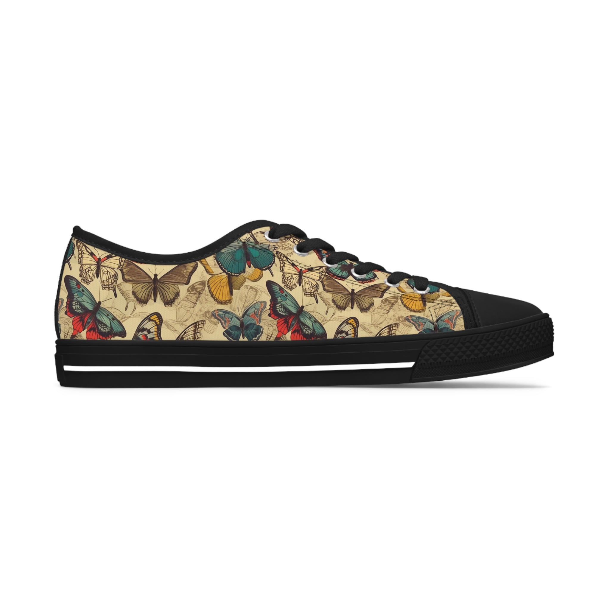 Women's Low Top Sneakers (AOP) - Seamless Butterfly Designs 10