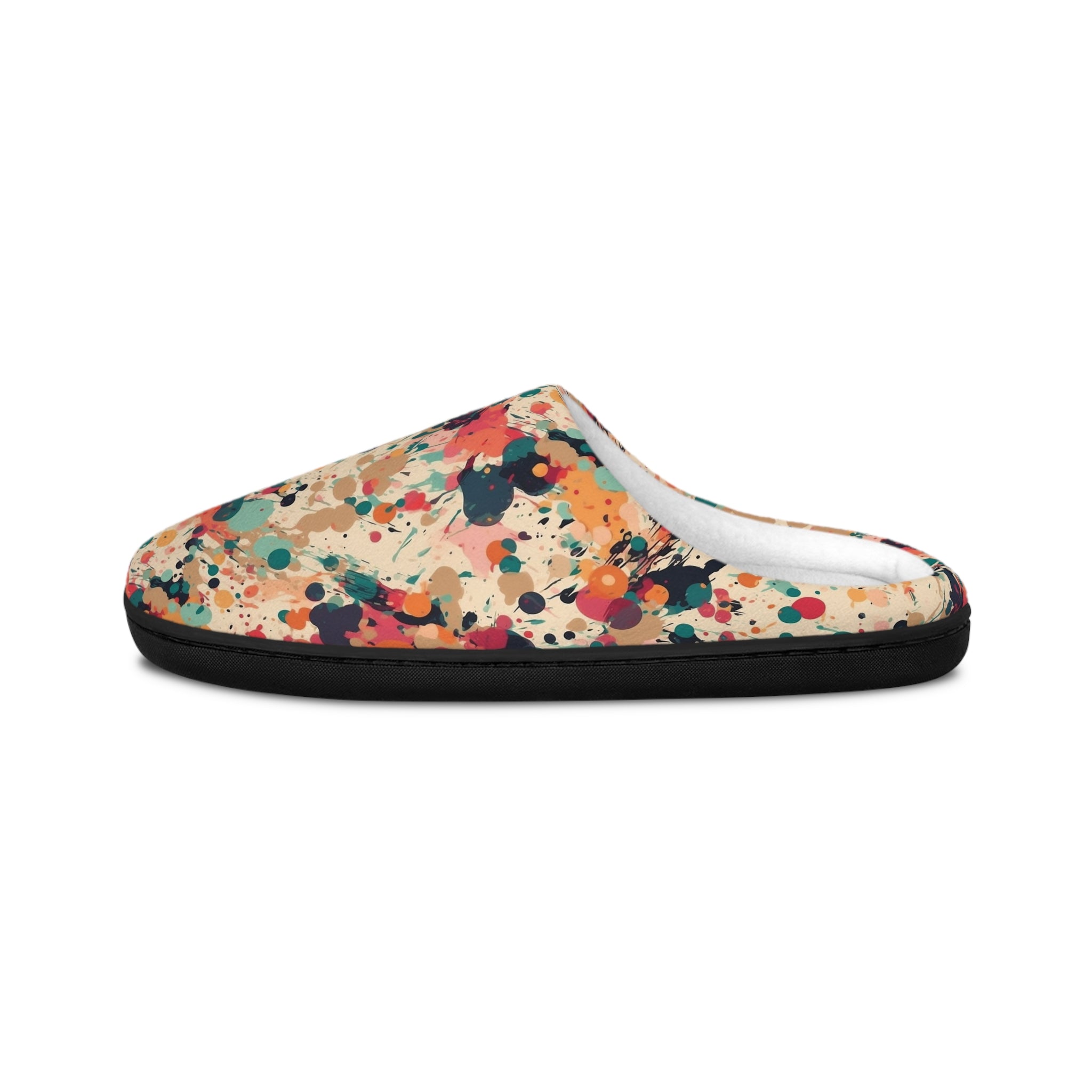 Men's Indoor Slippers (AOP) - Seamless Color Splatter Design 02