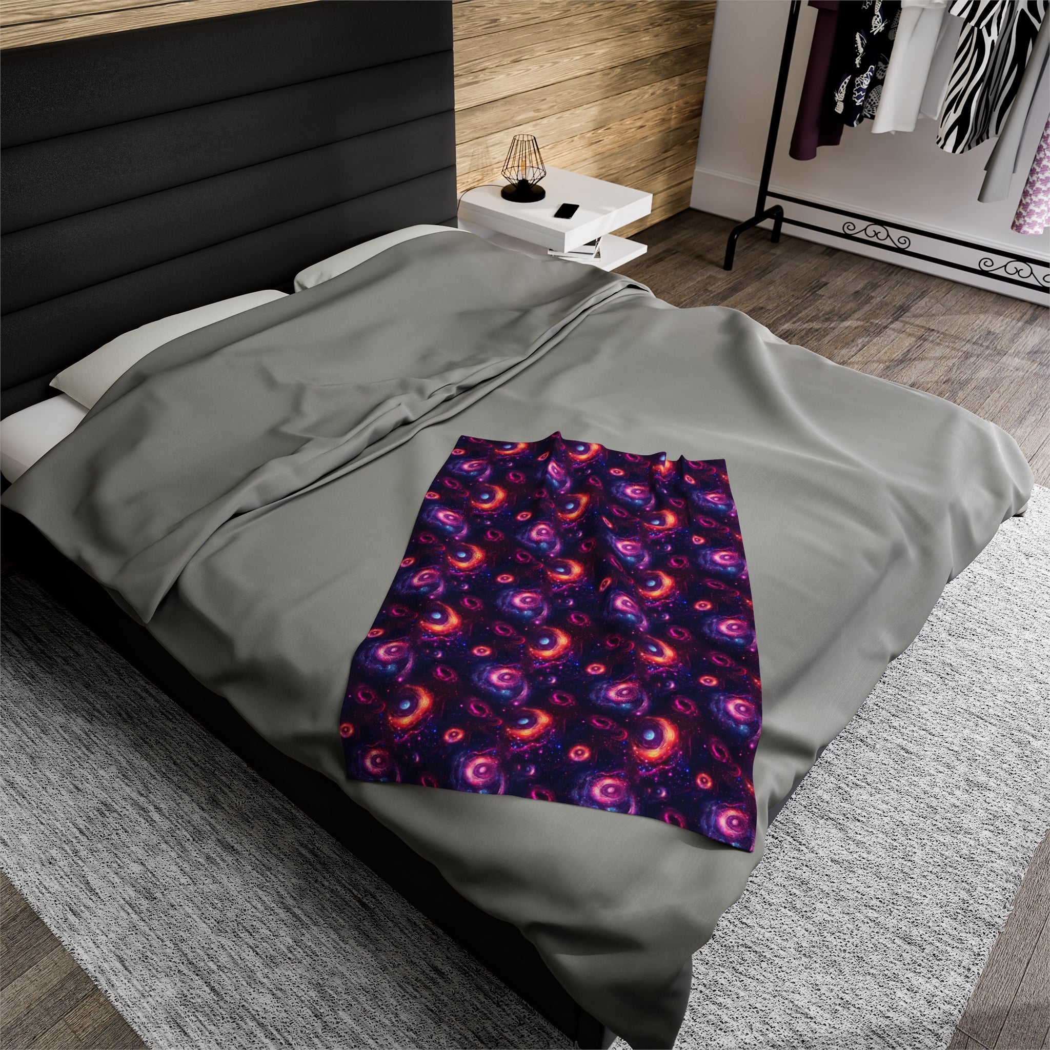 Velveteen Plush Blanket (AOP) - Fantasy Galaxies 05