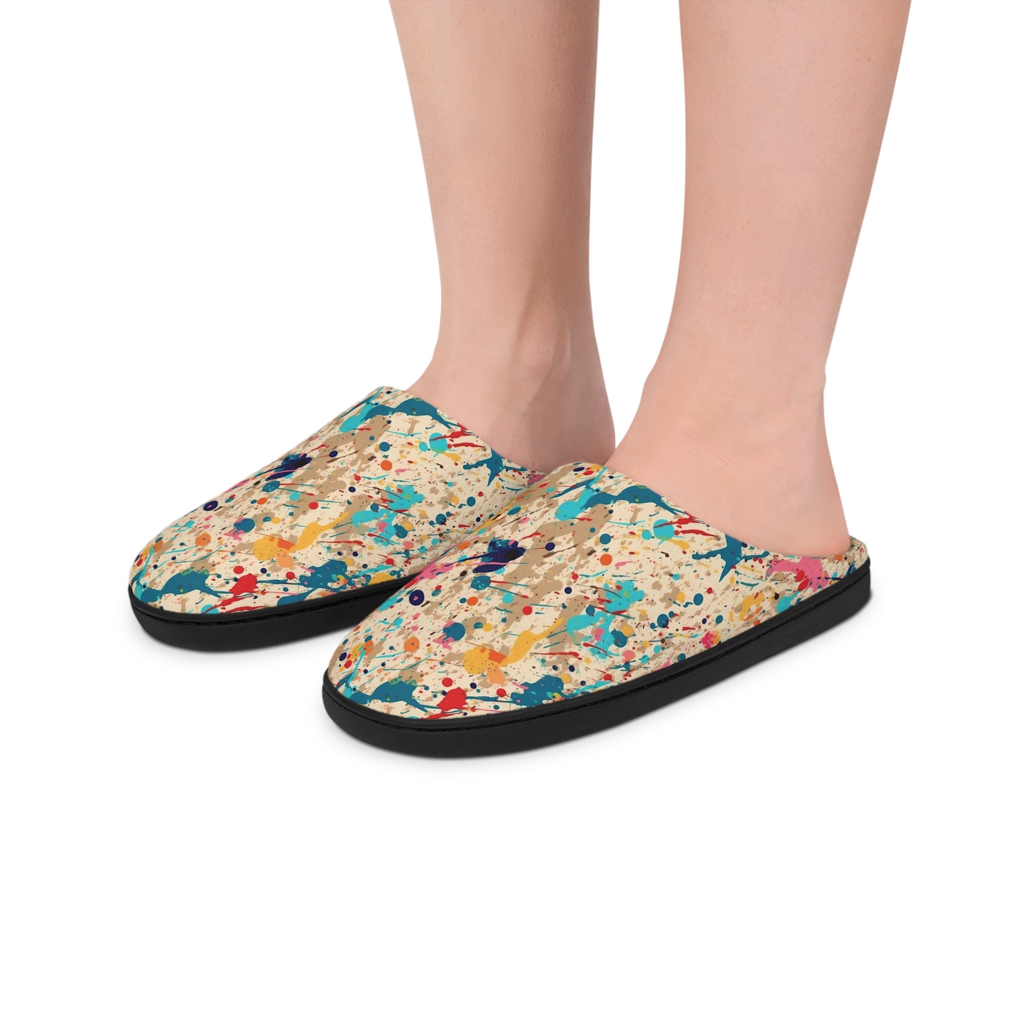 Men's Indoor Slippers (AOP) - Seamless Color Splatter Design 05