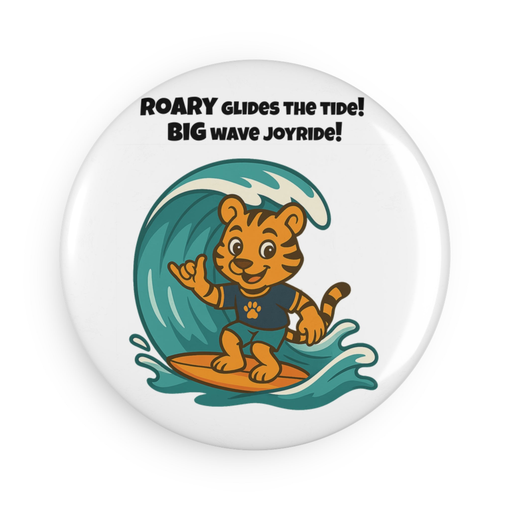 Button Magnet, Round (1 & 10 pcs) - Roary enjoying the Surf