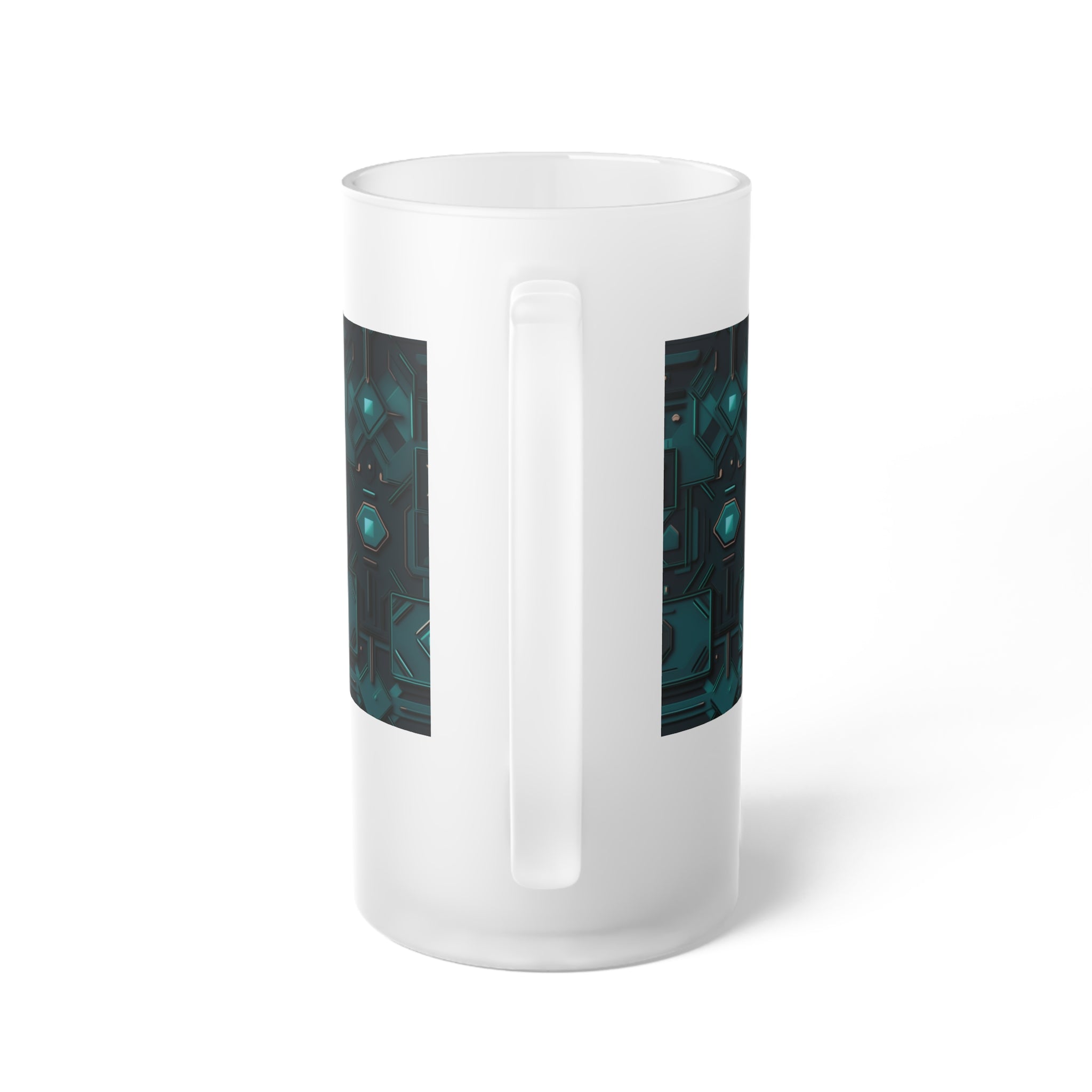 Frosted Glass Beer Mug (AOP) - Seamless Futuristic Designs 10