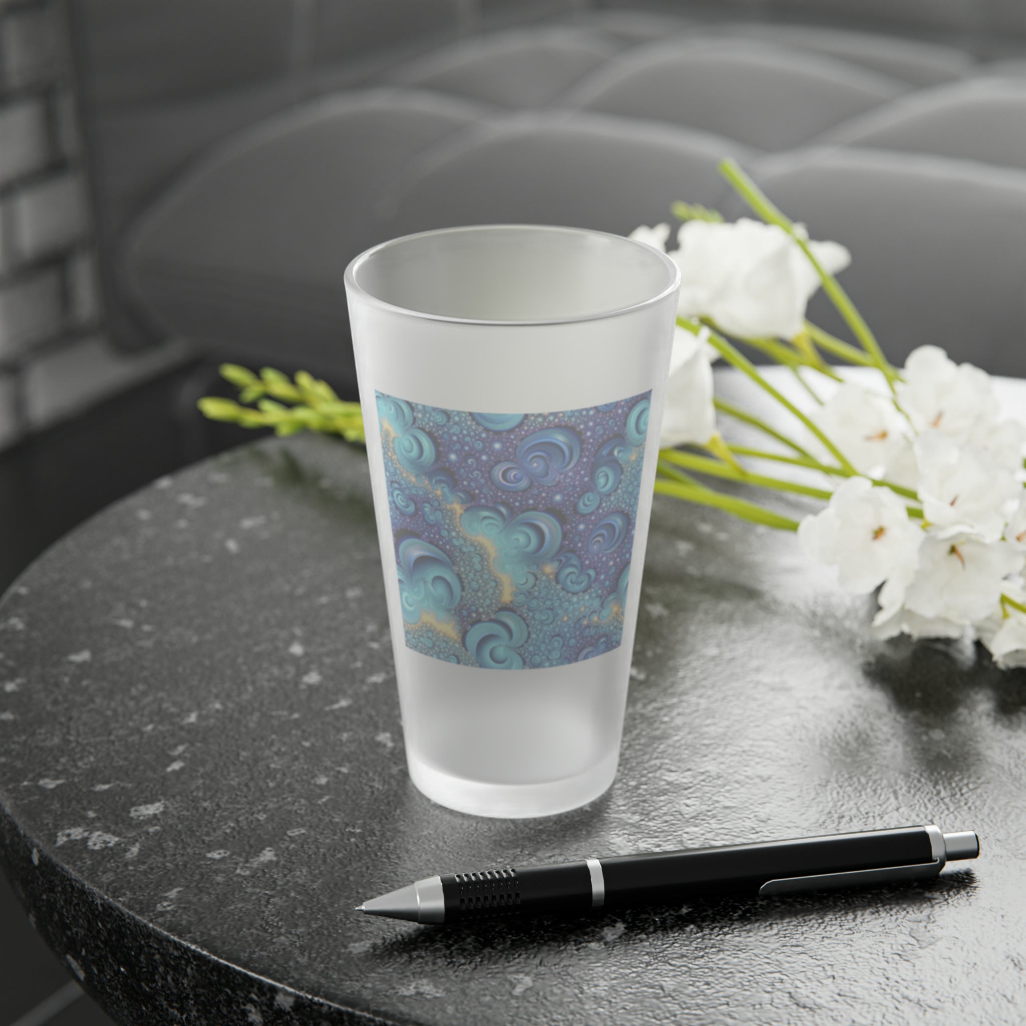 Frosted Pint Glass, 16oz - Vibrant Designs 07