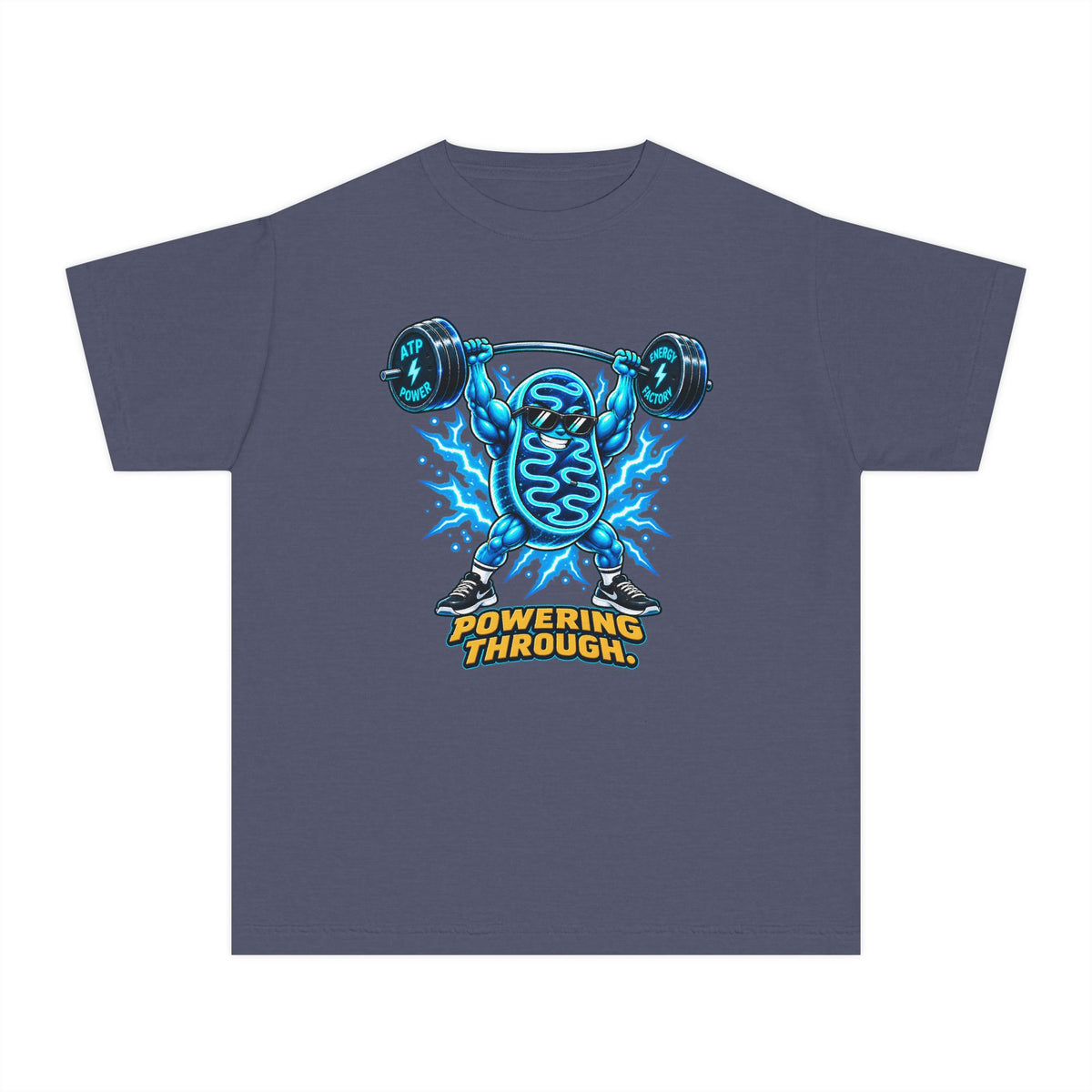 Mitochondria Powerhouse, a Science design, on a youth midweight cotton tee