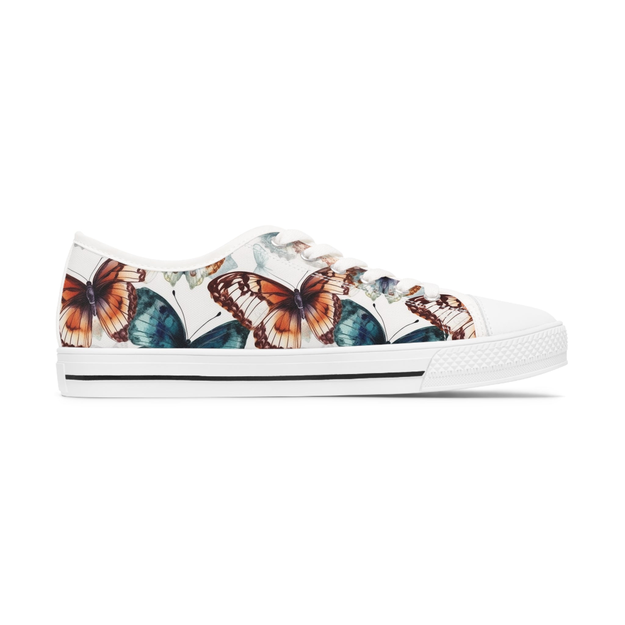 Women's Low Top Sneakers (AOP) - Seamless Butterfly Designs 07