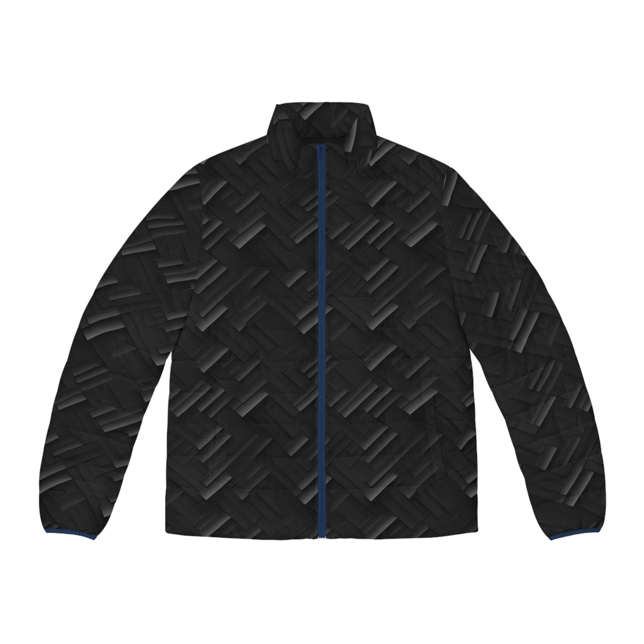 Men's Puffer Jacket (AOP) - Black Noir Designs 07