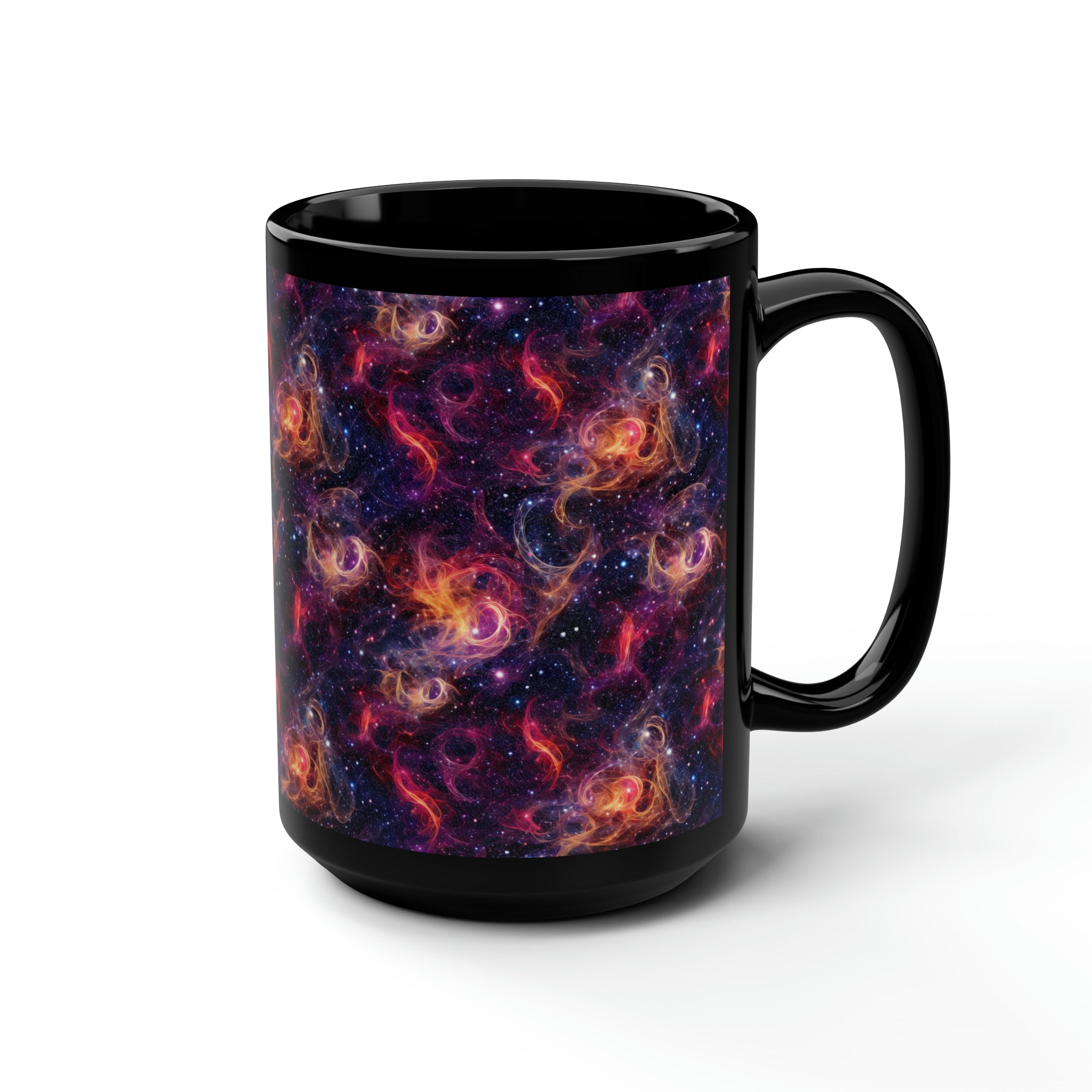 Black Mug, 15oz (AOP) - Fantasy Galaxies 01