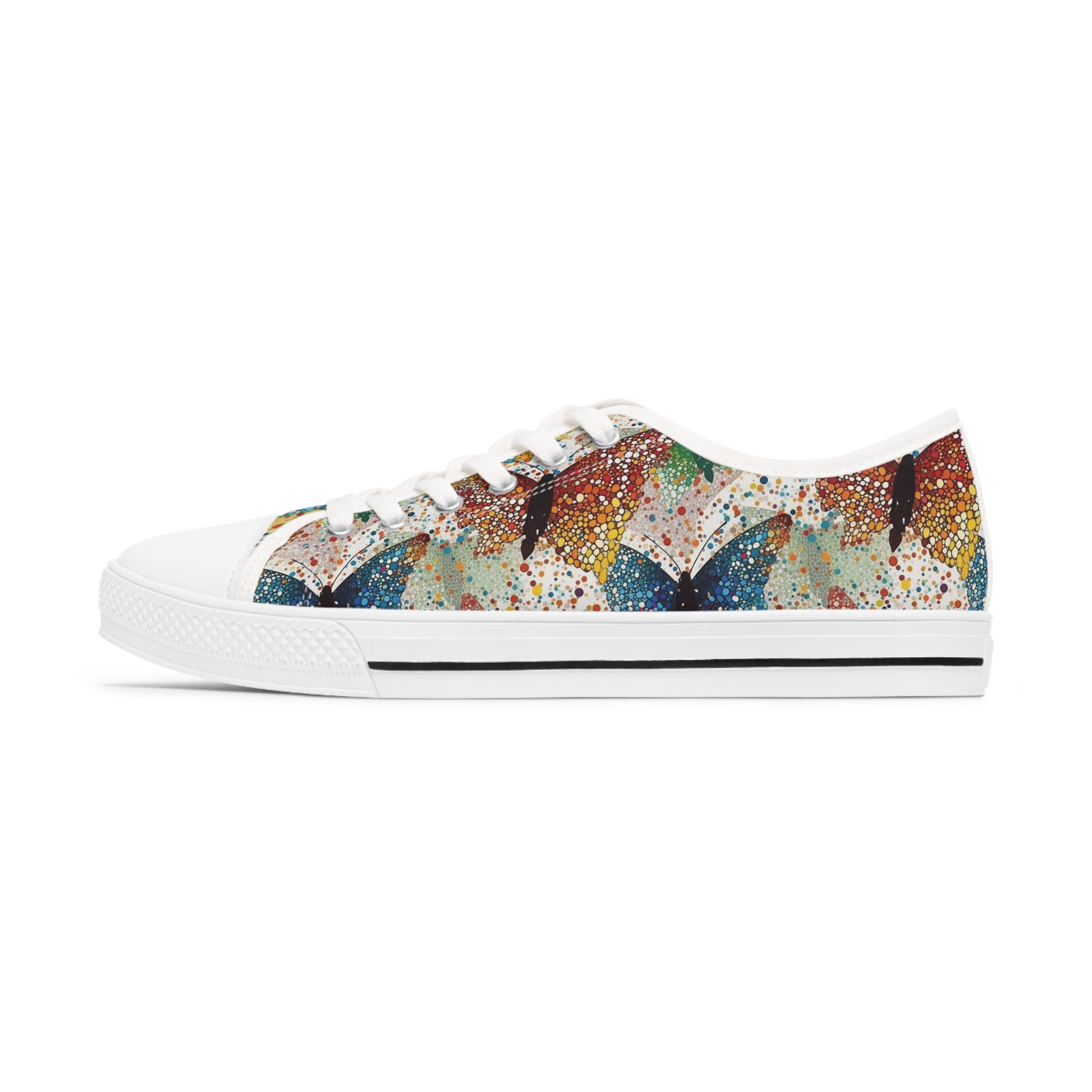 Women's Low Top Sneakers (AOP) - Seamless Butterfly Designs 08