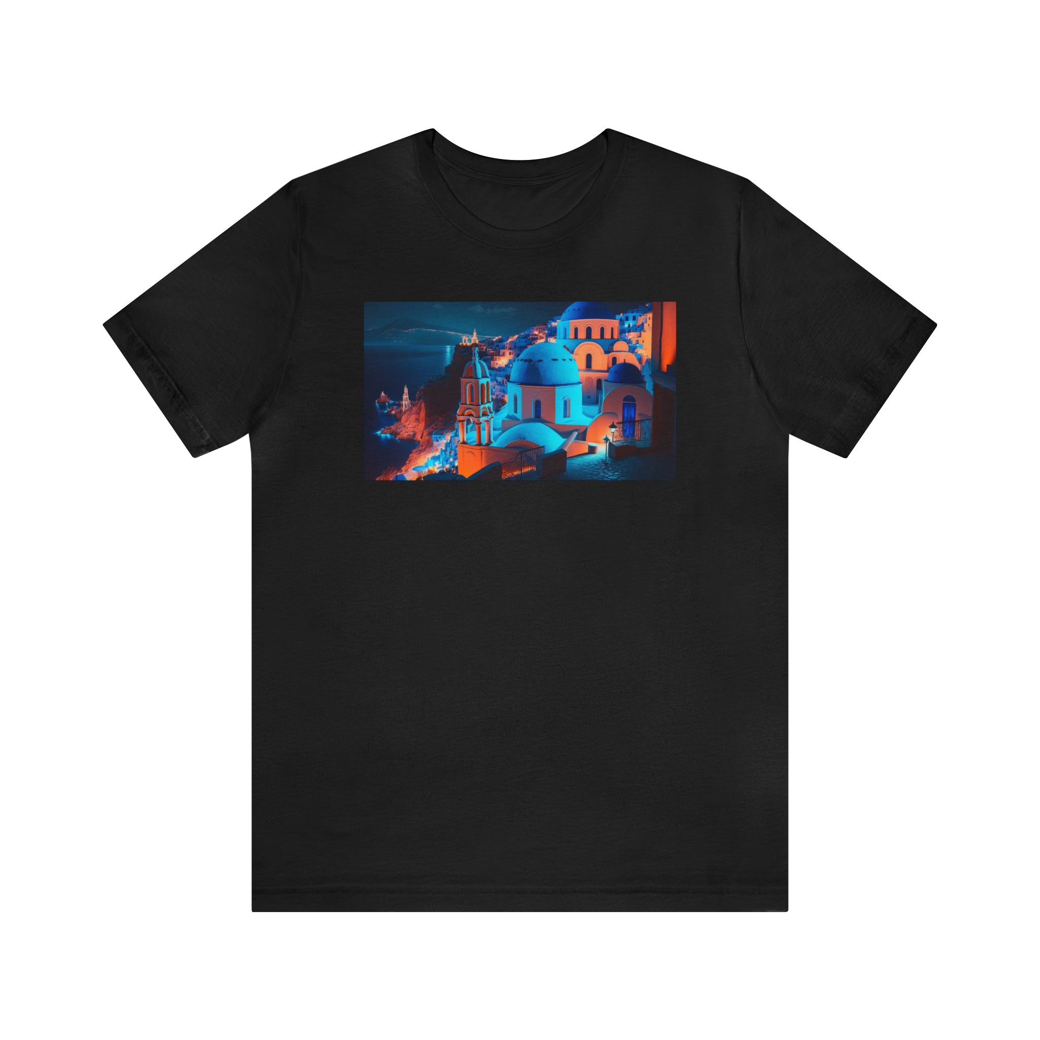 Unisex Jersey Short Sleeve Tee - Oia Blue Domes, Greece