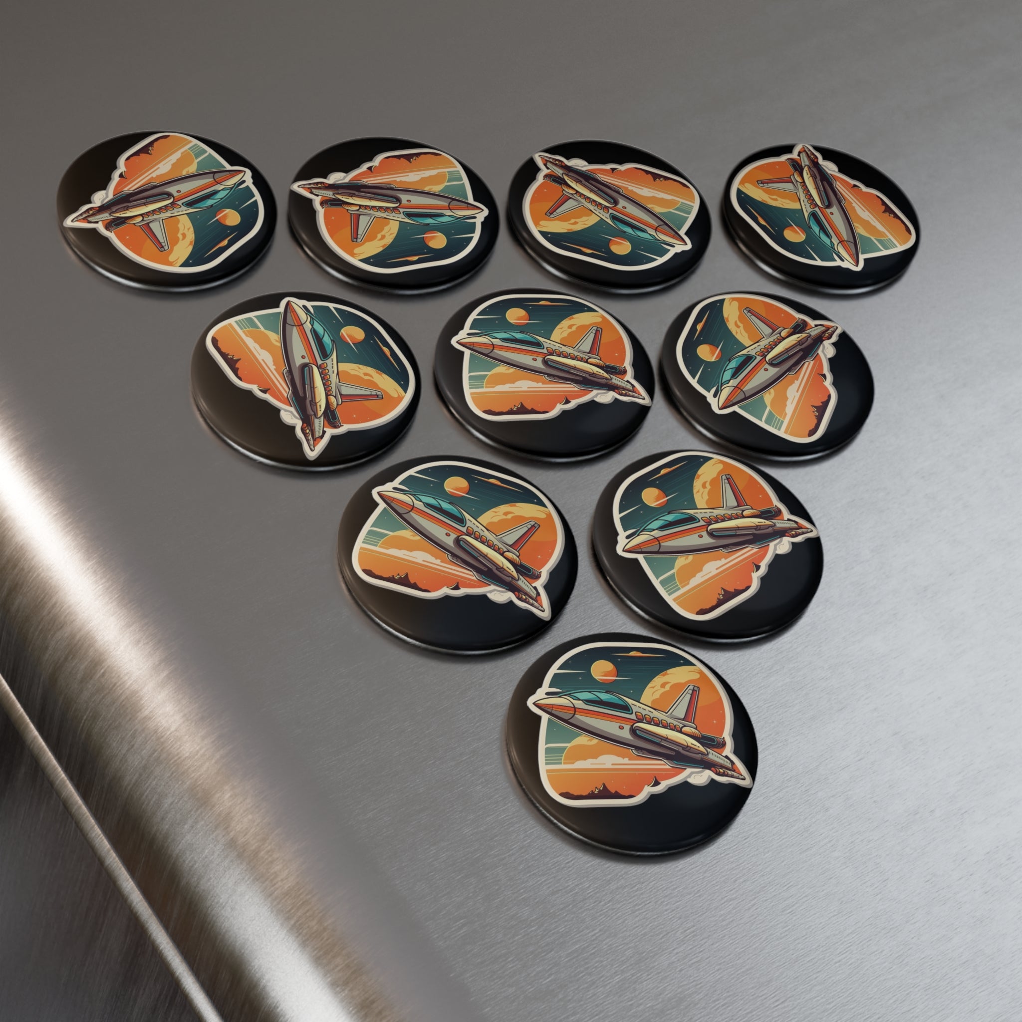 Button Magnet, Round (1 & 10 pcs) - Spaceship