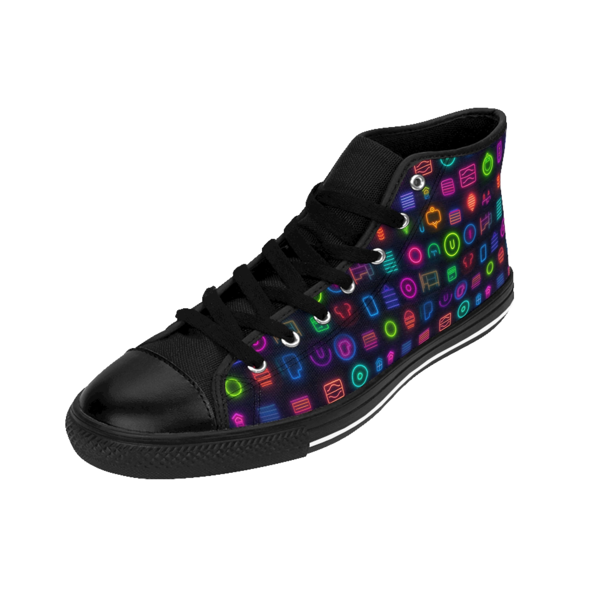 Men's Classic Sneakers (AOP) - Seamless Vibrant Neon Designs 04