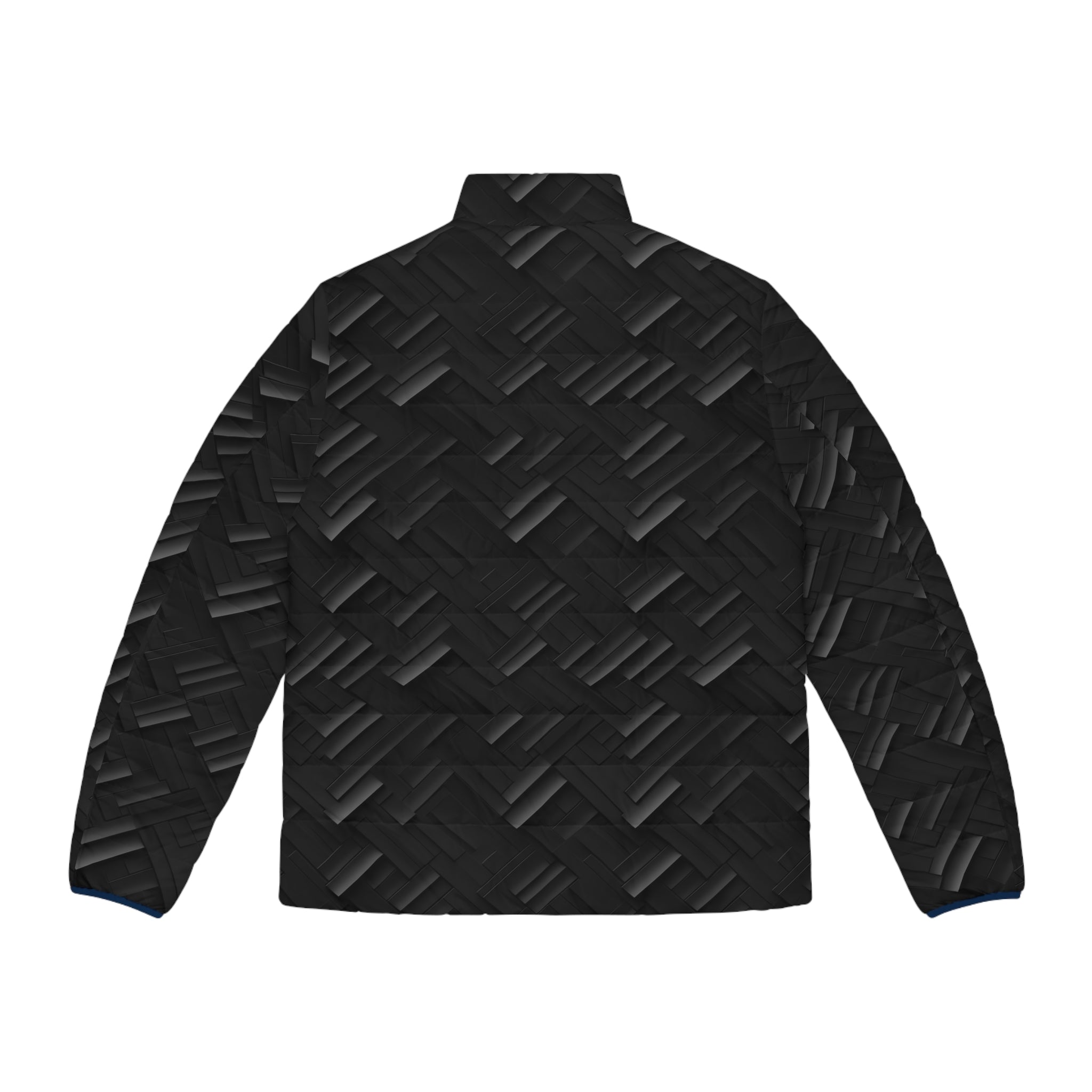 Men's Puffer Jacket (AOP) - Black Noir Designs 07