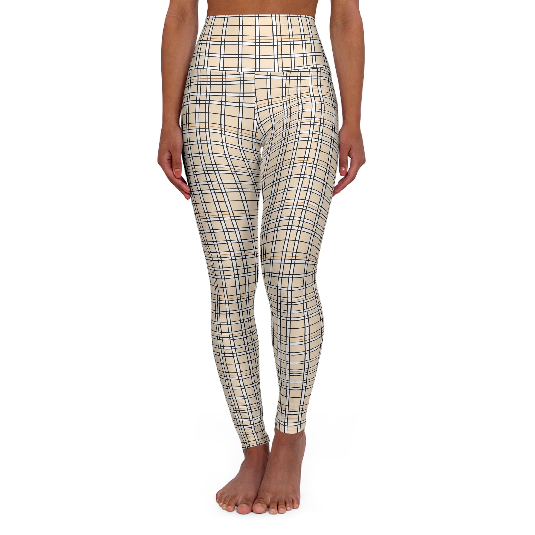 High Waisted Yoga Leggings (AOP) - Seamless Checkered Designs 04