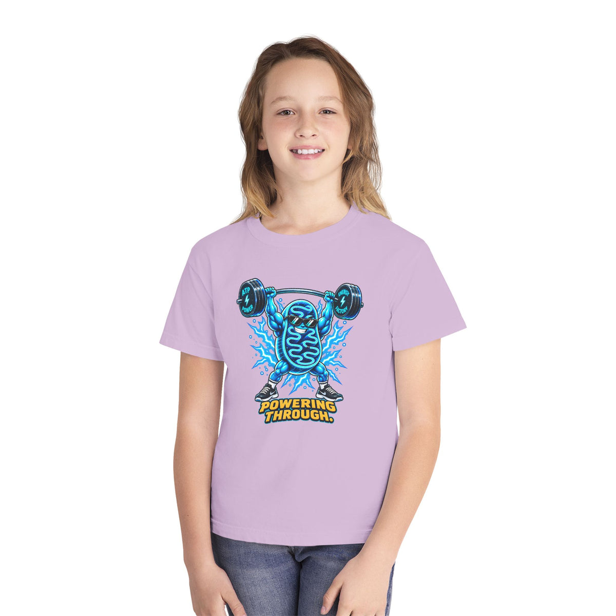Mitochondria Powerhouse, a Science design, on a youth midweight cotton tee
