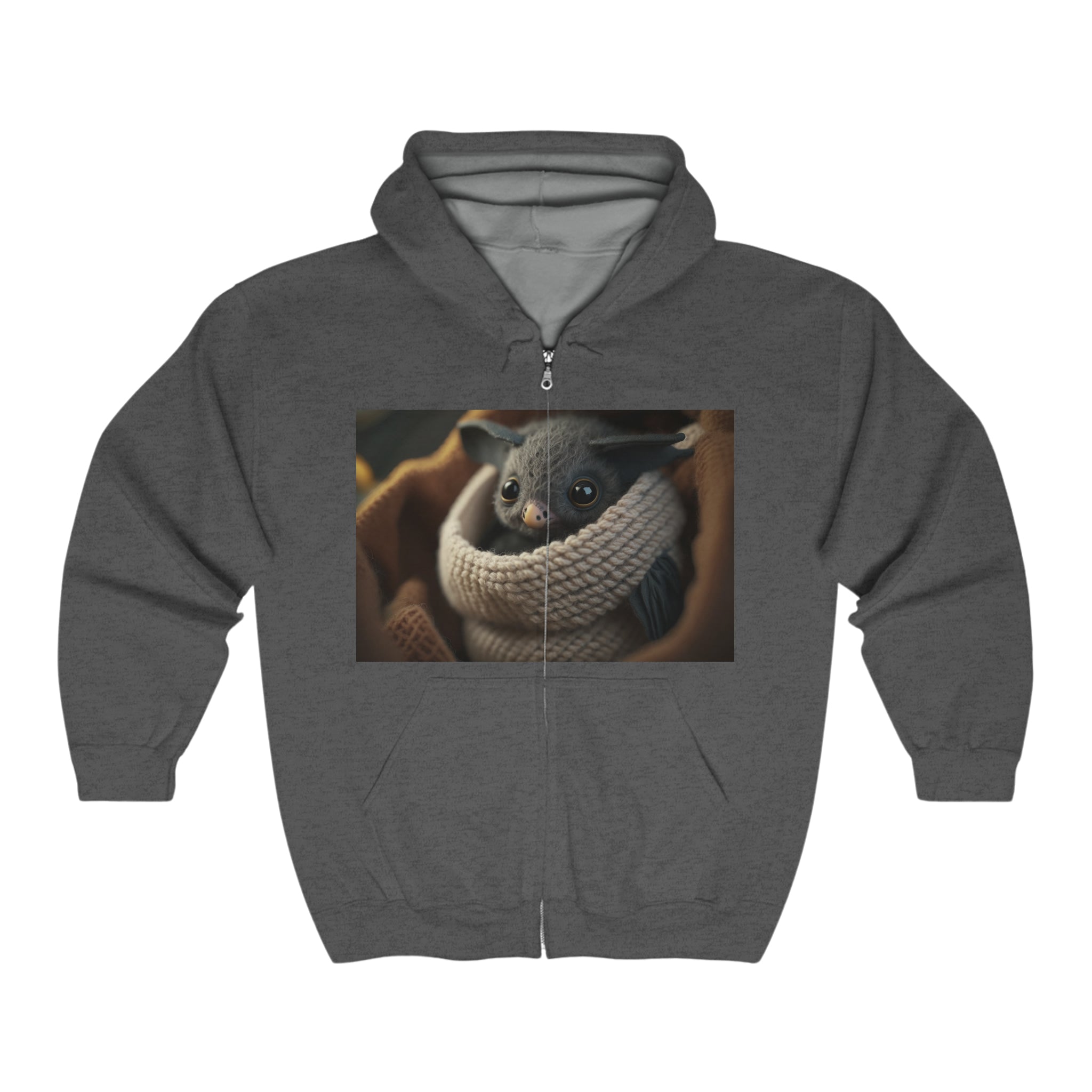 Unisex Heavy Blend™ Full Zip Hooded Sweatshirt - Baby Animals - Bat