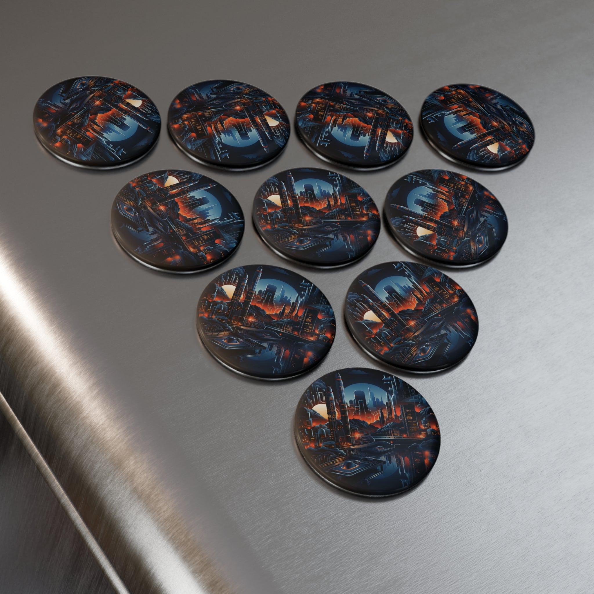 Button Magnet, Round (1 & 10 pcs) - Isometric City Designs 34