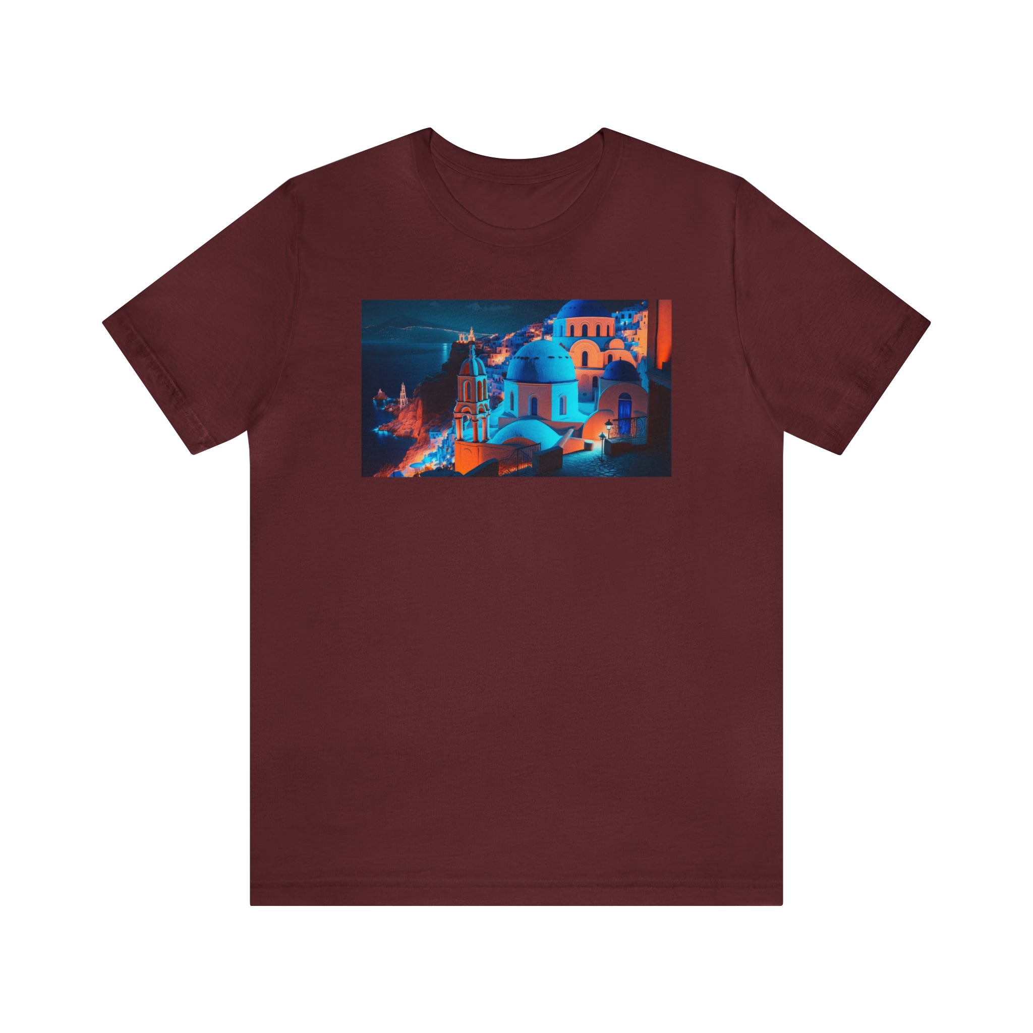 Unisex Jersey Short Sleeve Tee - Oia Blue Domes, Greece