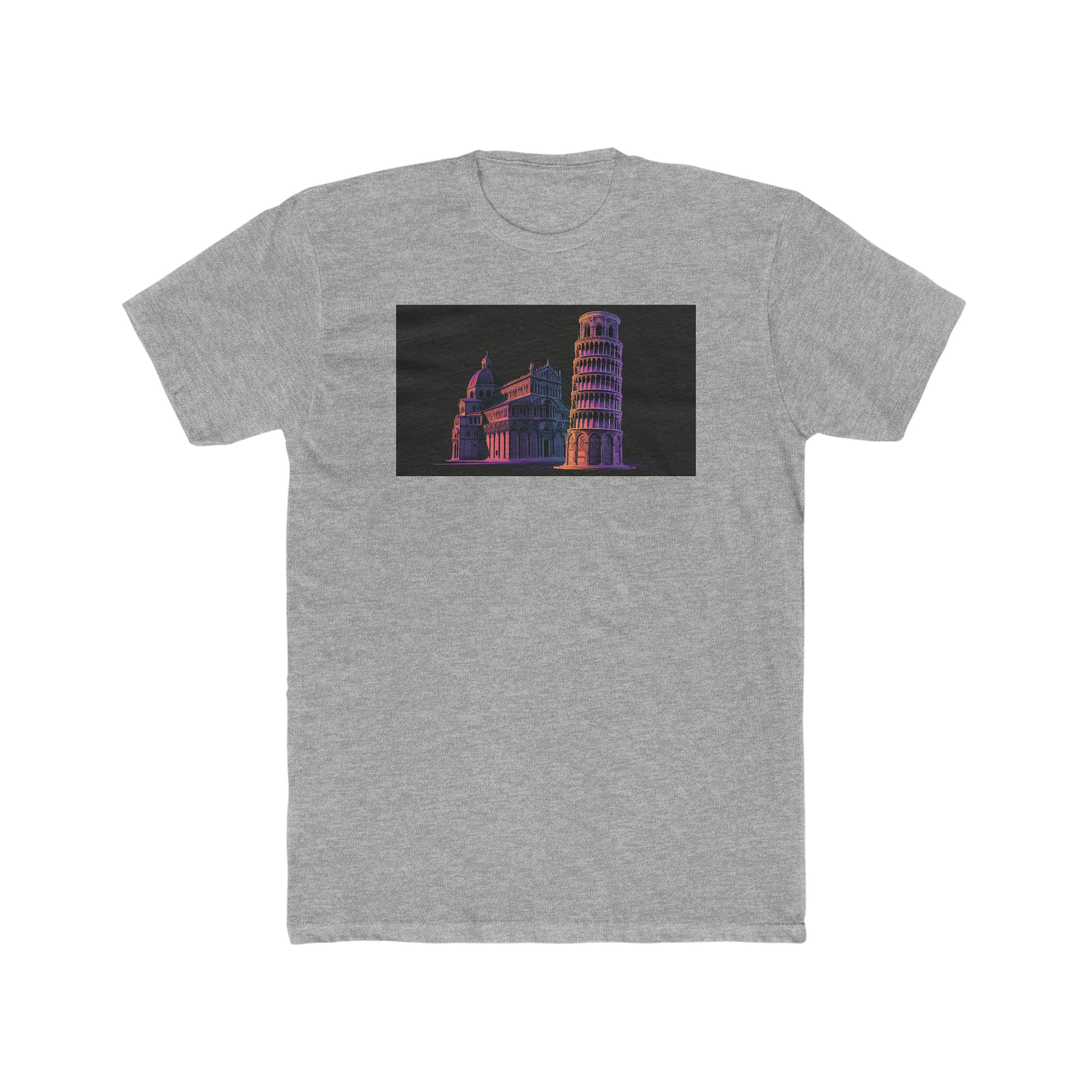 Men's Cotton Crew Tee - Fantasy Art - Leaning Tower of Pisa