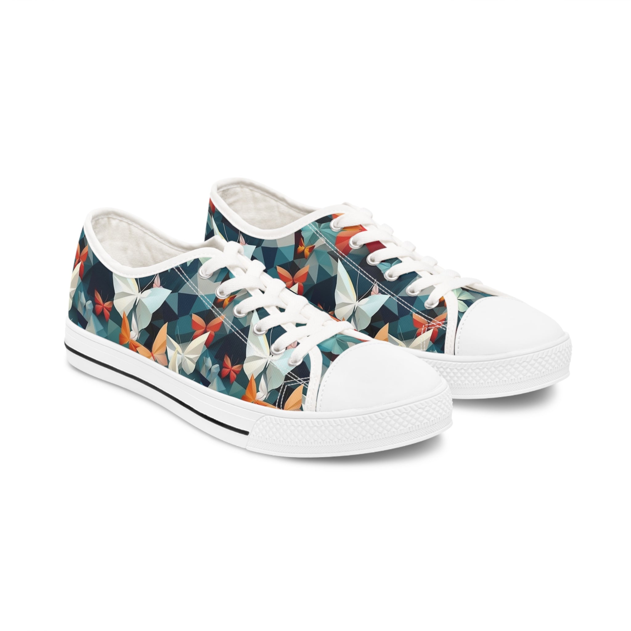 Women's Low Top Sneakers (AOP) - Seamless Butterfly Designs 09