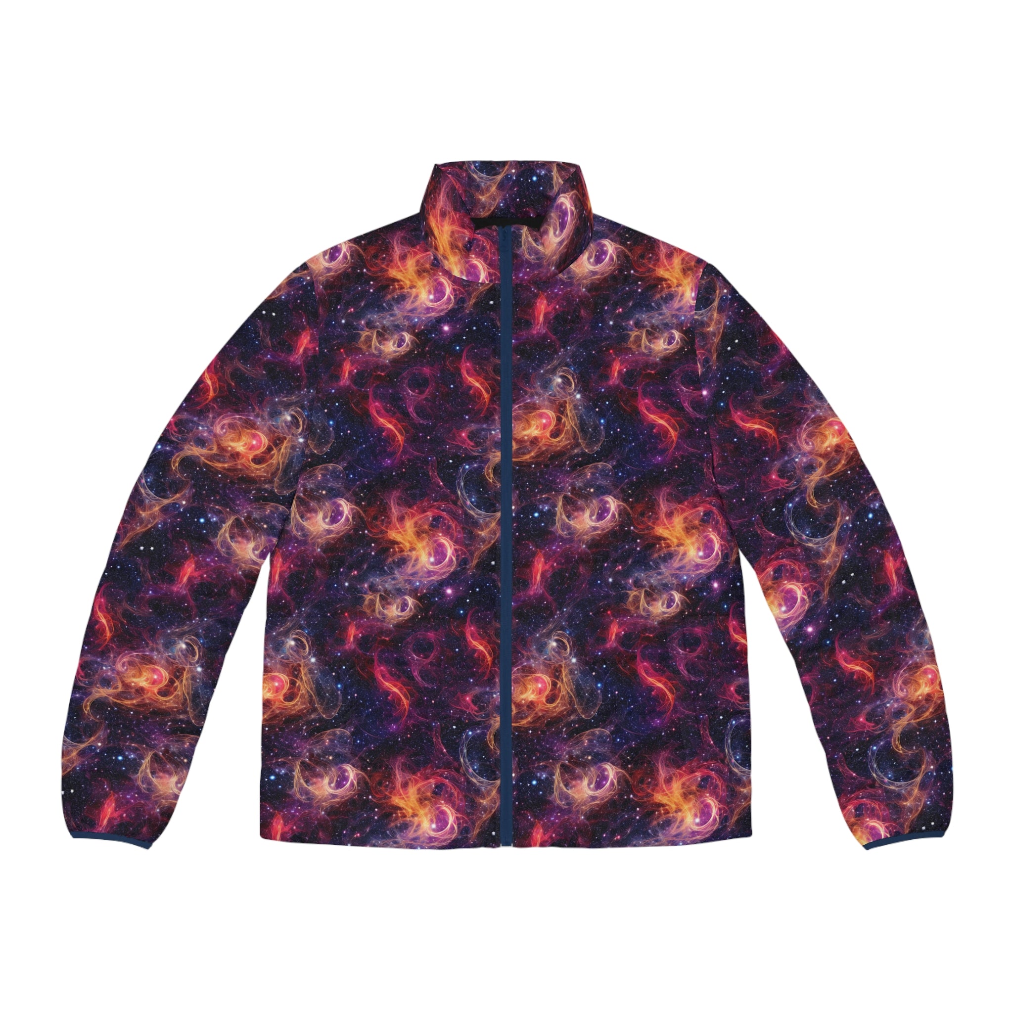 Men's Puffer Jacket (AOP) - Digital Galaxies 01