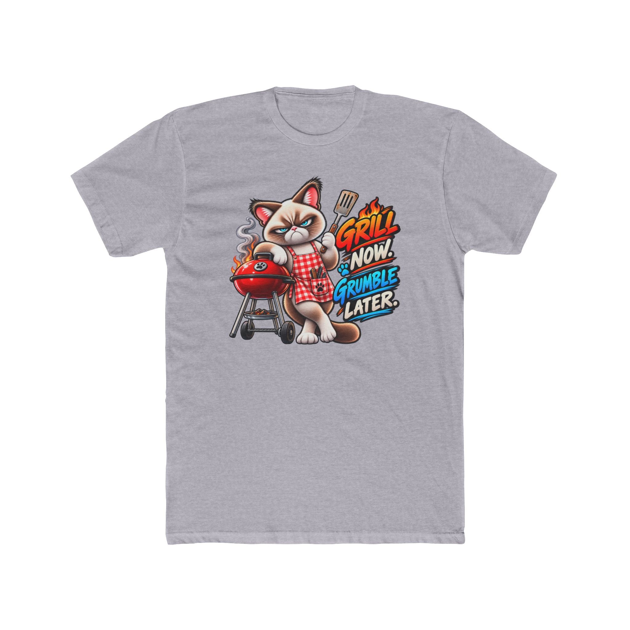 Men's Cotton Crew Tee - Grumpy Cats Collection - Grill now Grumble later