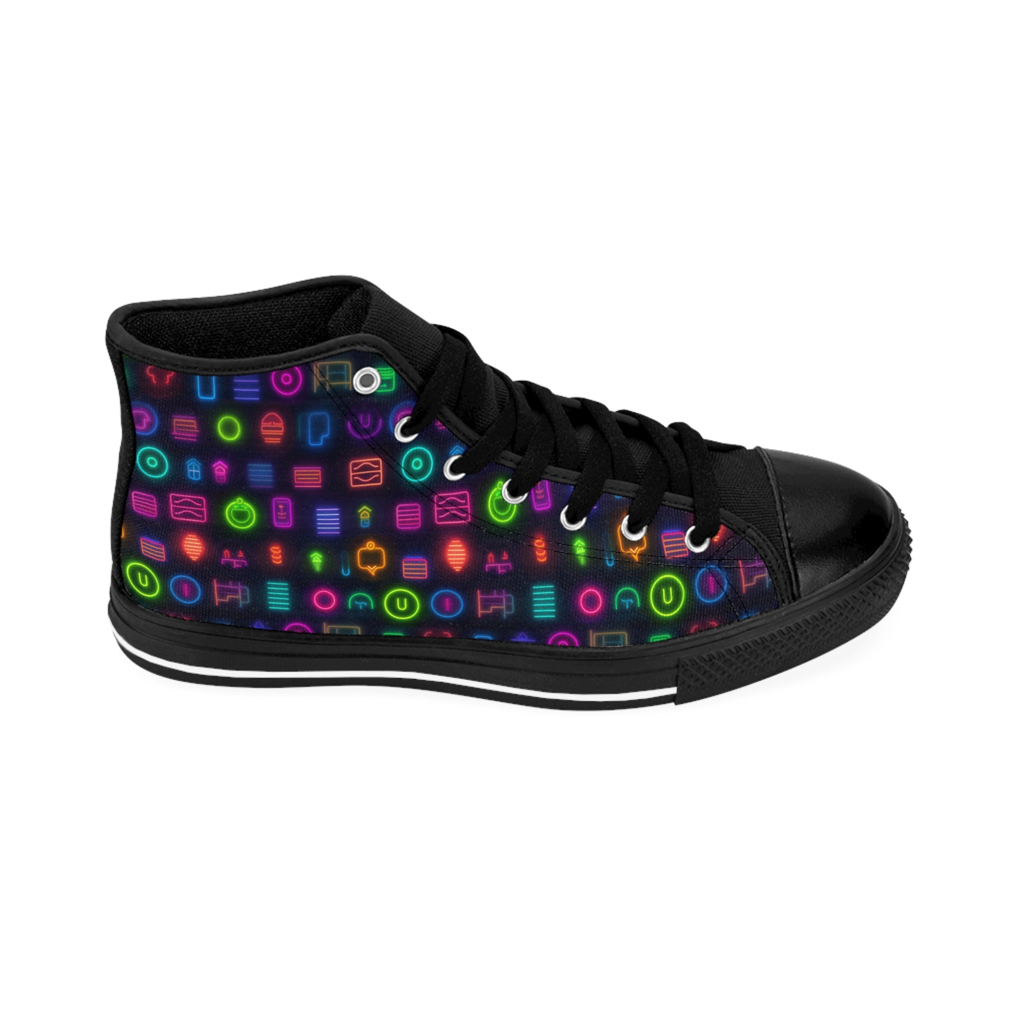 Men's Classic Sneakers (AOP) - Seamless Vibrant Neon Designs 04
