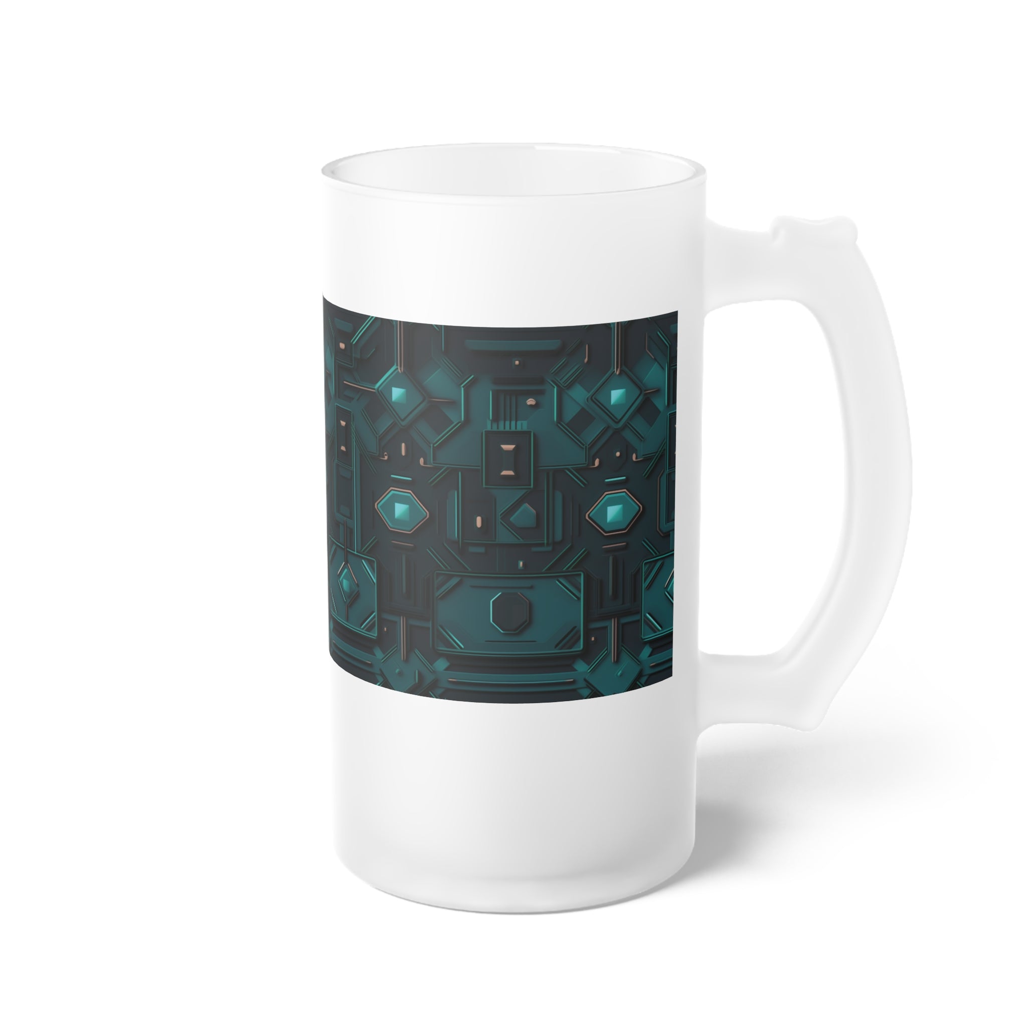 Frosted Glass Beer Mug (AOP) - Seamless Futuristic Designs 10