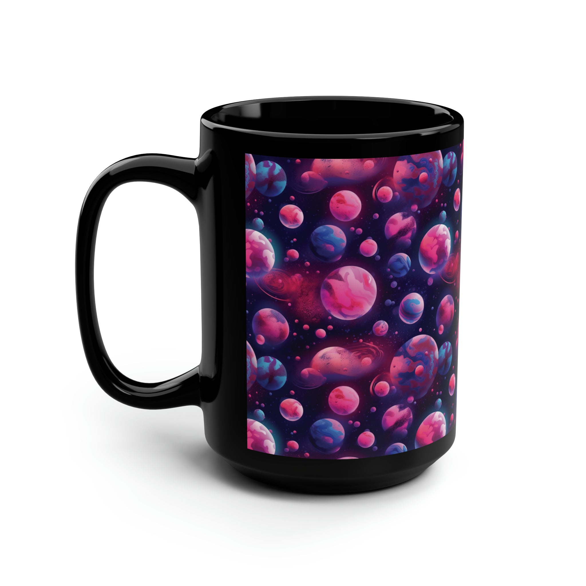 Black Mug, 15oz (AOP) - Fantasy Galaxies 09