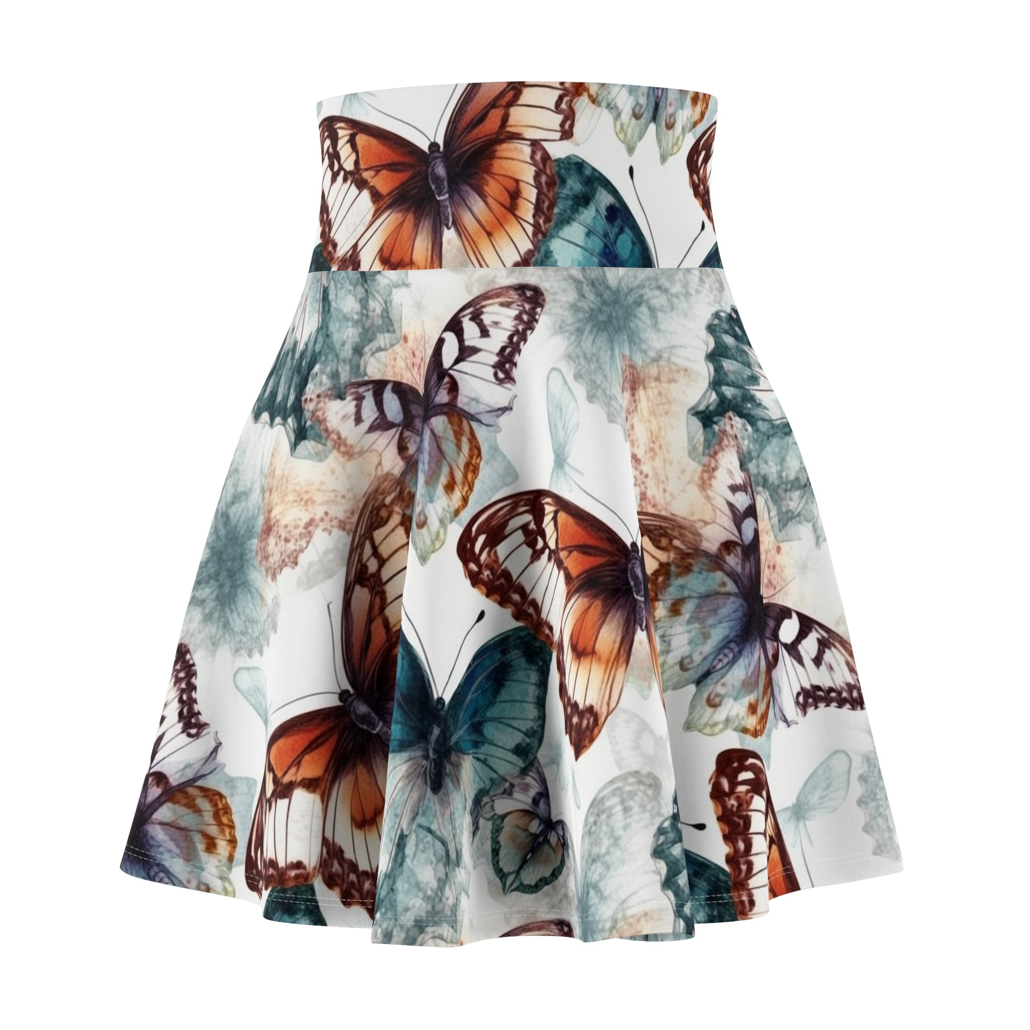 Women's Skater Skirt (AOP) - Seamless Watercolor Designs - Butterflies 01