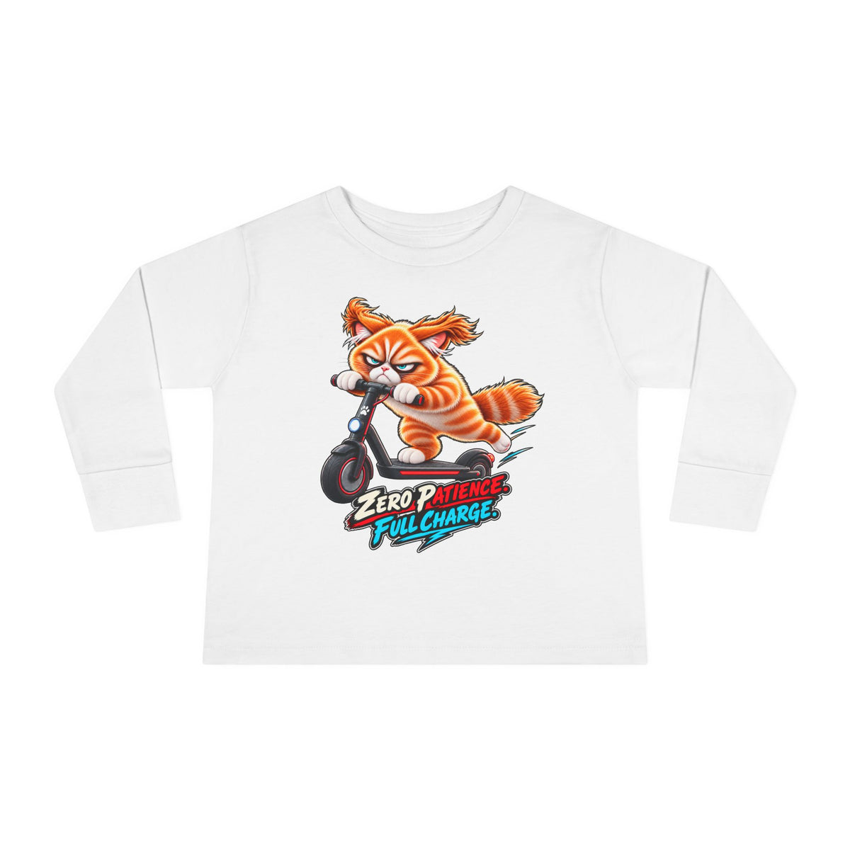 Zero Patience, Full Charge - Mildly Feral - Toddler Long Sleeve Tee