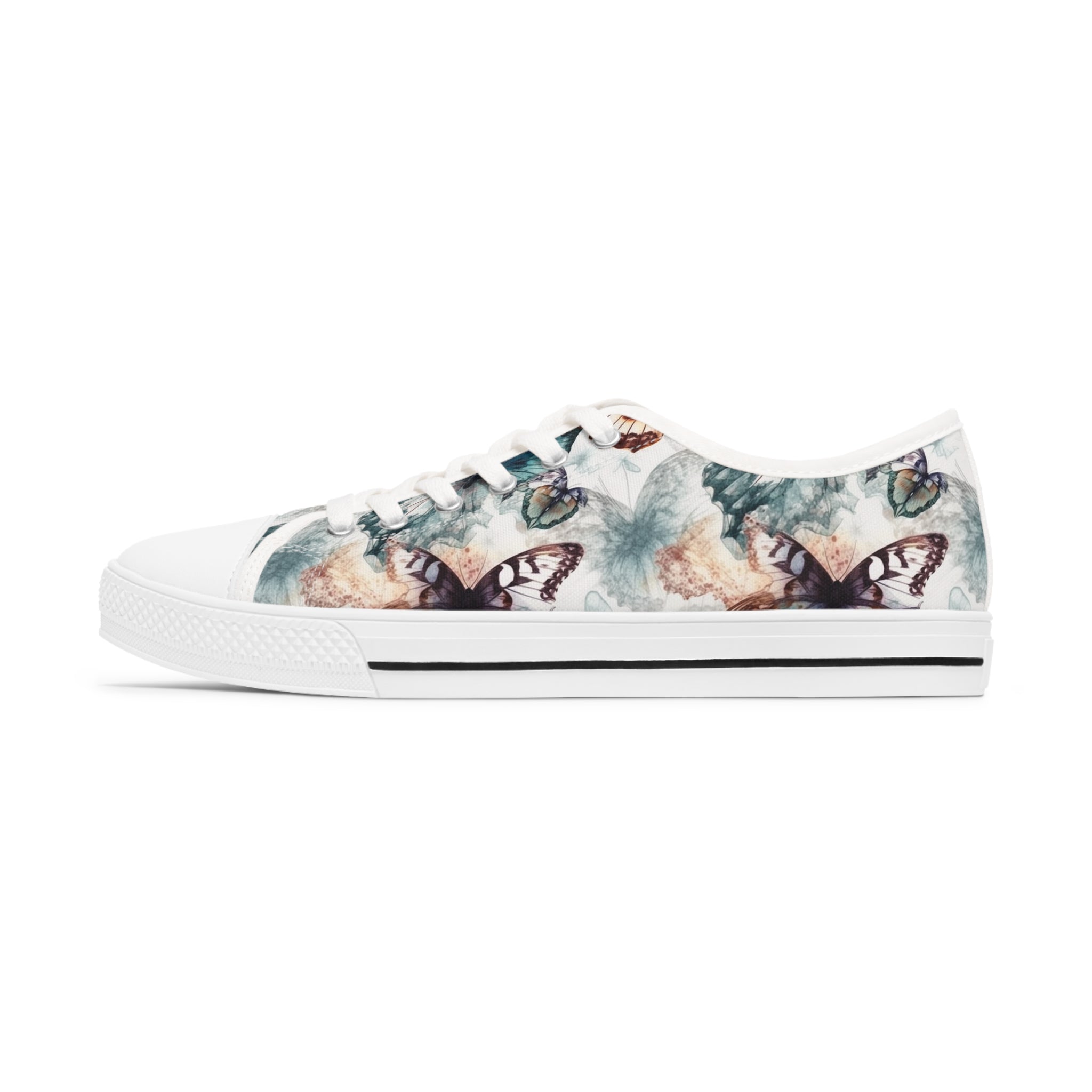Women's Low Top Sneakers (AOP) - Seamless Butterfly Designs 07