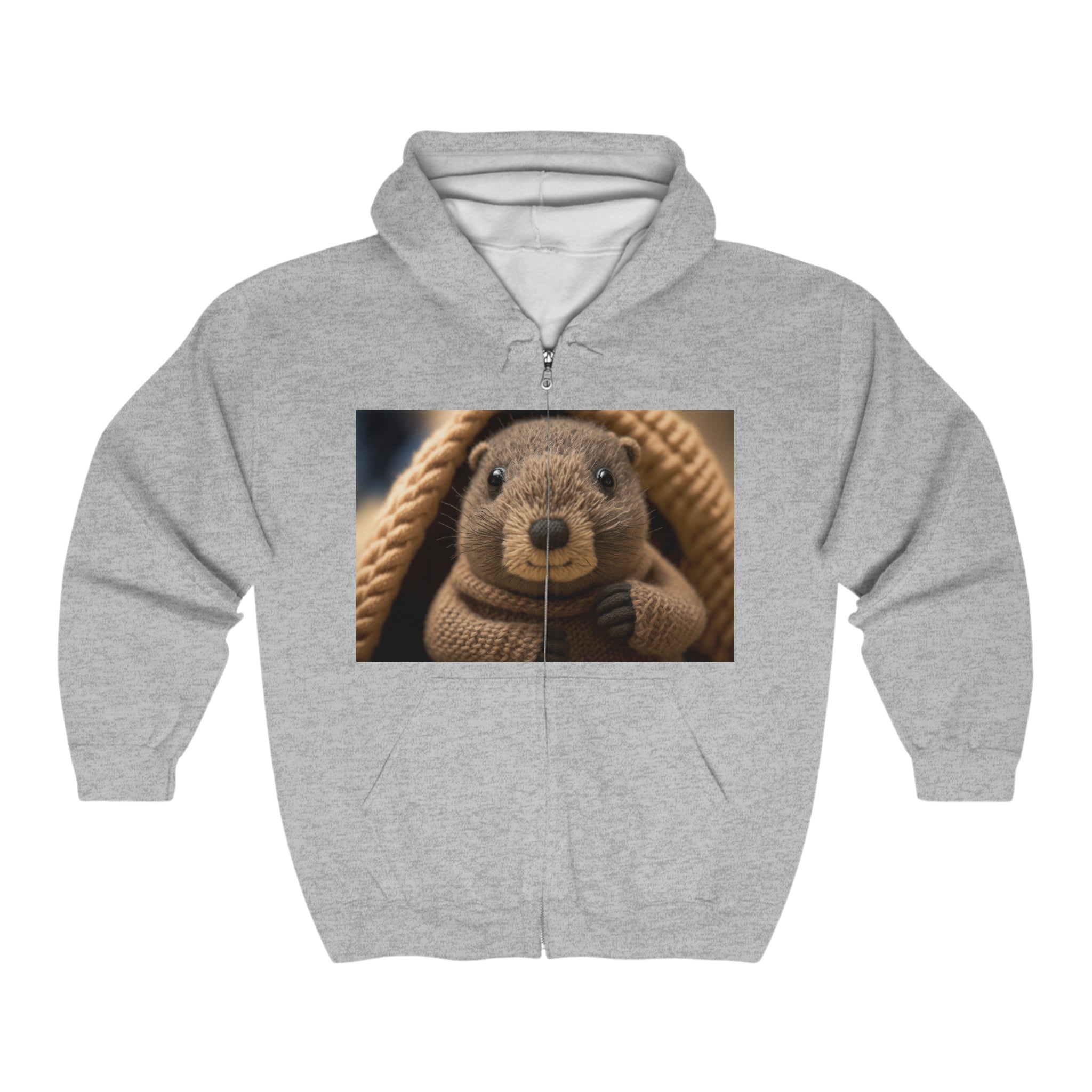 Unisex Heavy Blend™ Full Zip Hooded Sweatshirt - Baby Animals - Groundhog