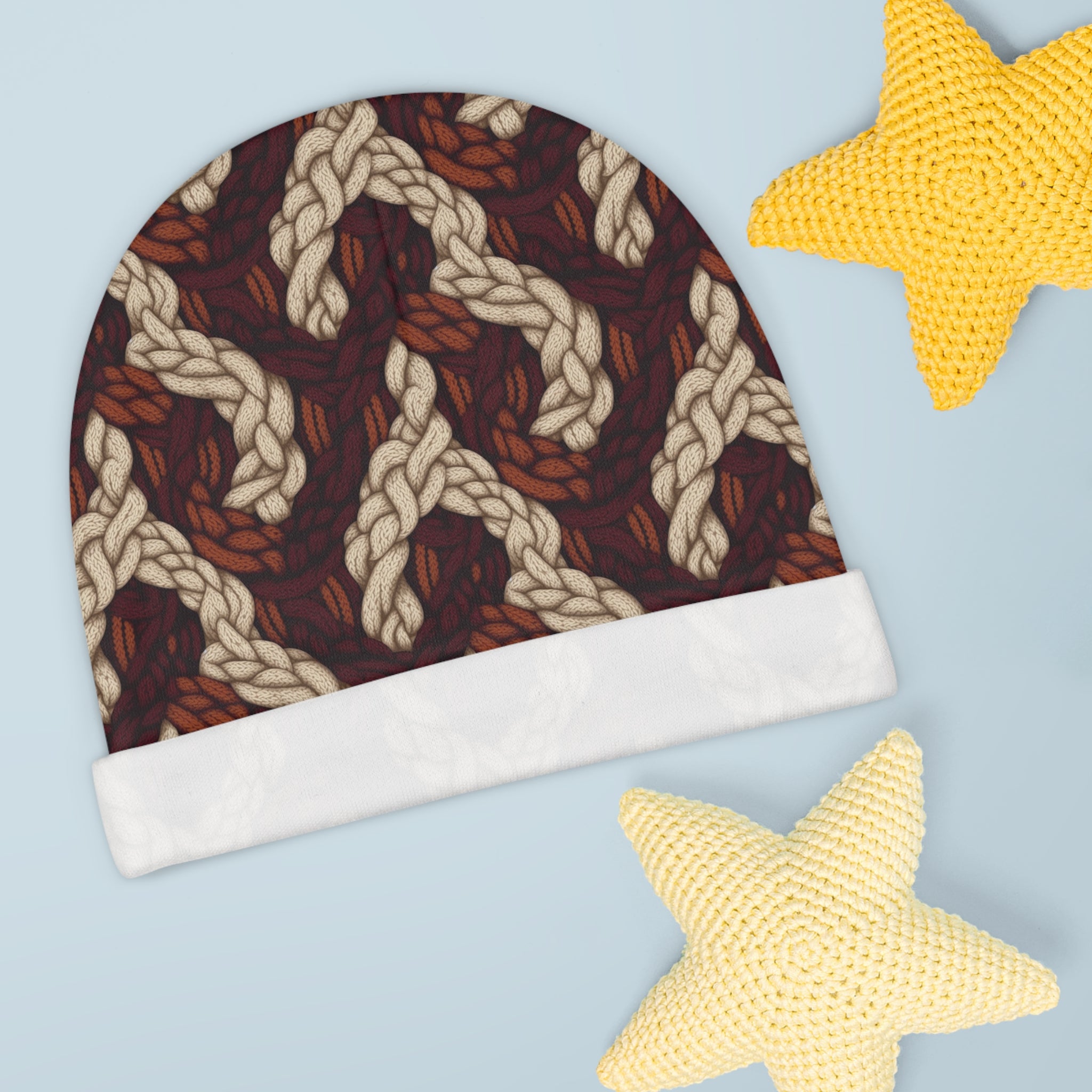 Baby Beanie (AOP) - Seamless Knit Art Design 07
