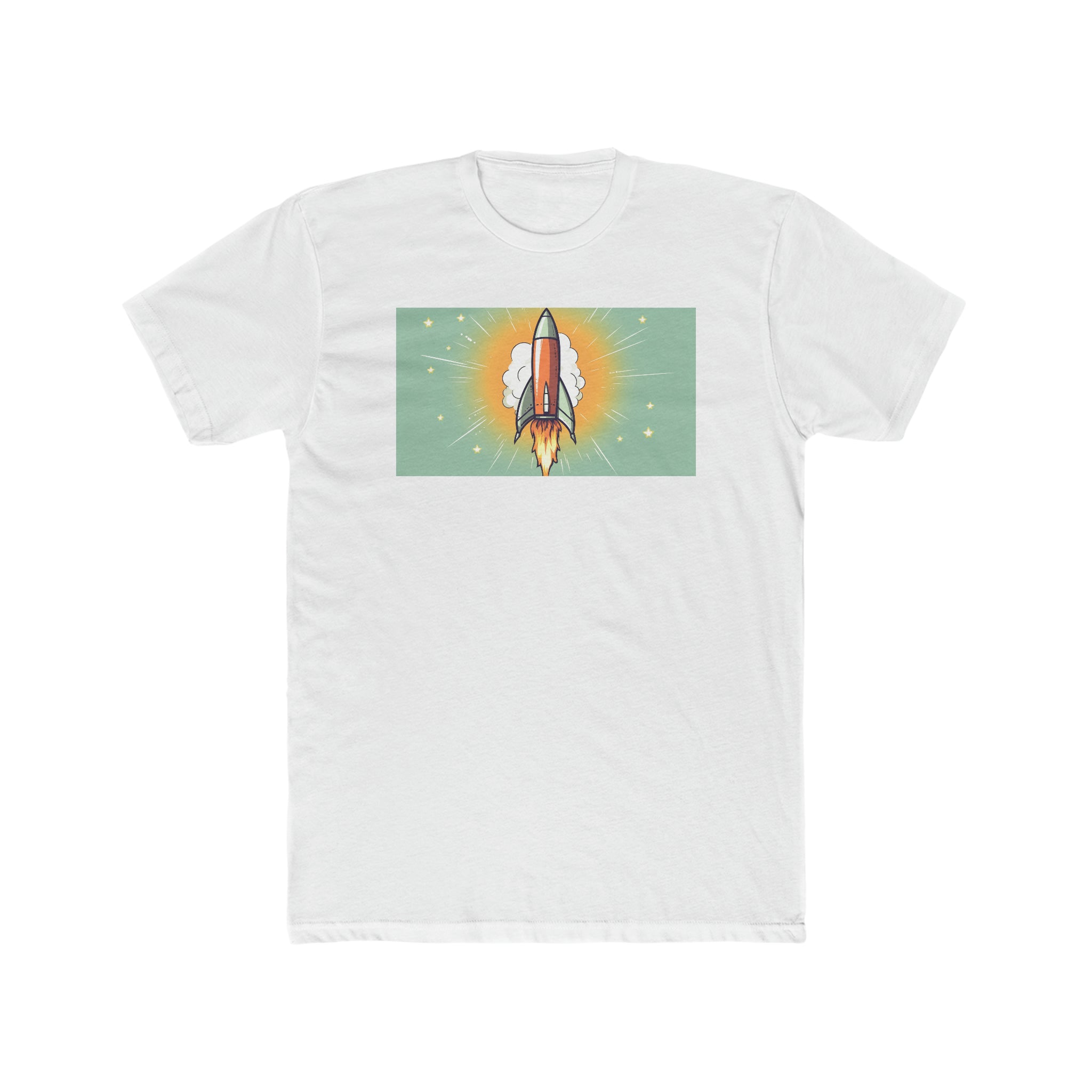 Men's Cotton Crew Tee - Pop Art - Rocket 01