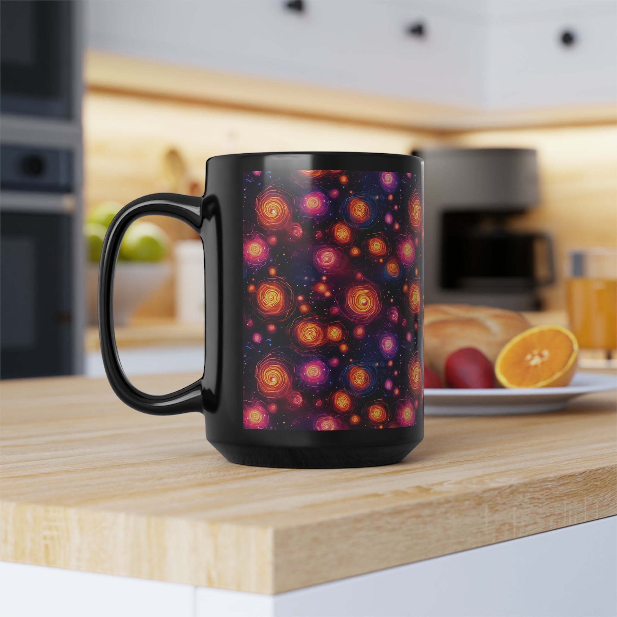 Black Mug, 15oz (AOP) - Fantasy Galaxies 07
