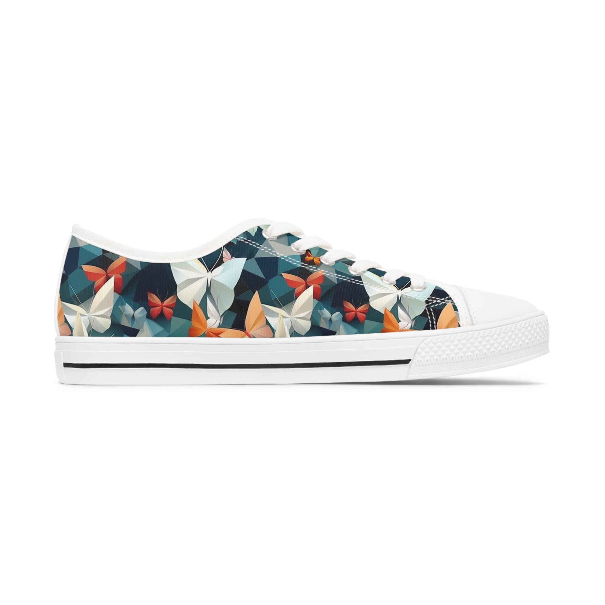 Women's Low Top Sneakers (AOP) - Seamless Butterfly Designs 09