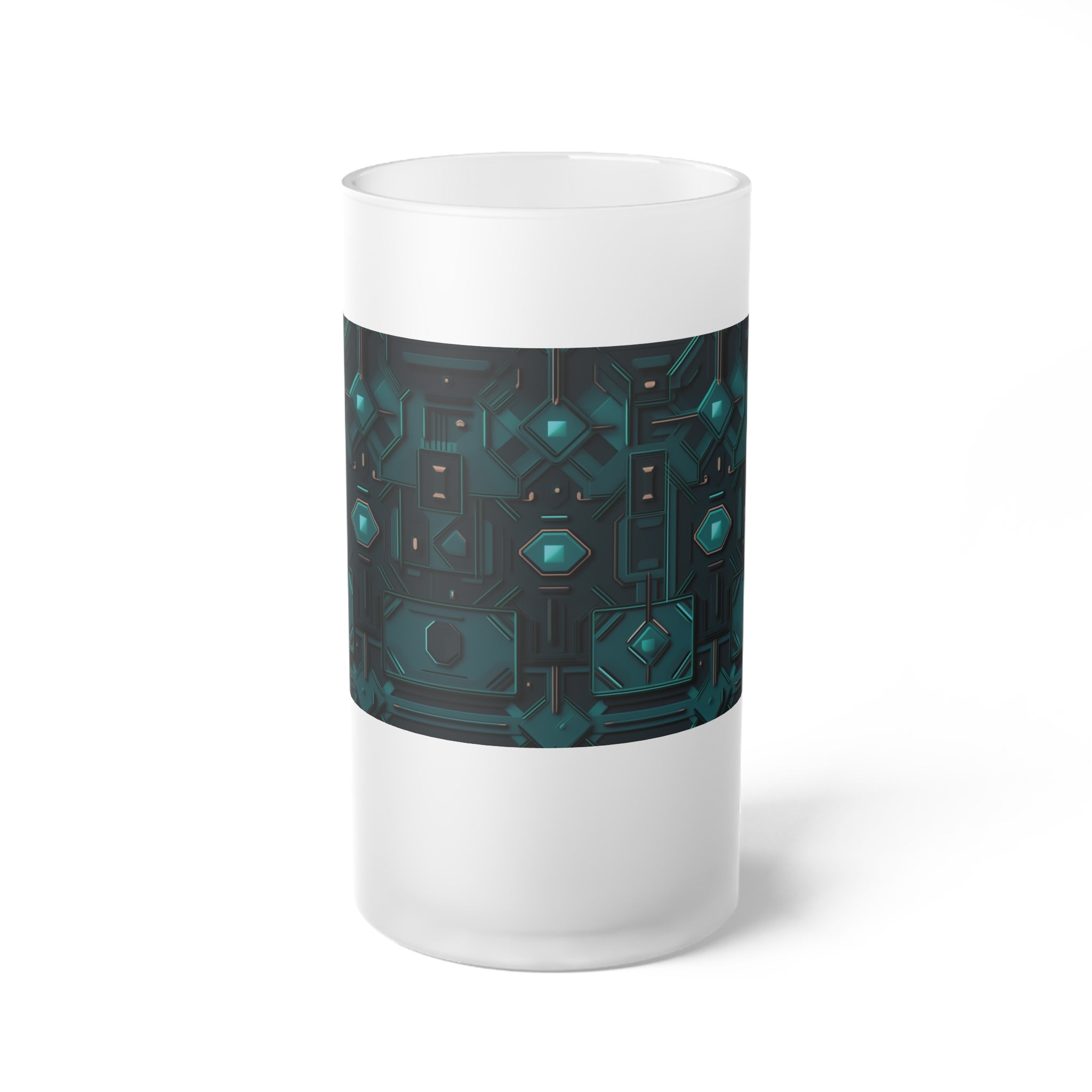 Frosted Glass Beer Mug (AOP) - Seamless Futuristic Designs 10